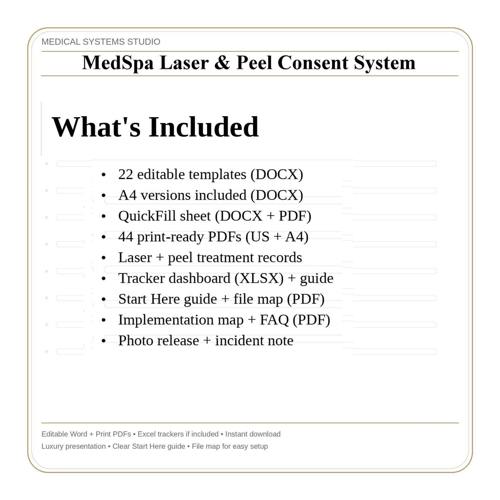MedSpa Laser & Chemical Peel Consent Forms | Clinic Templates (Digital Download)