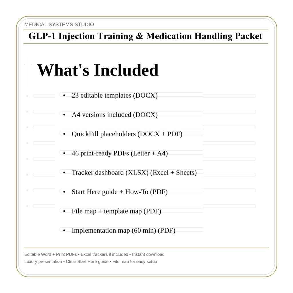 GLP-1 Injection Training & Medication Handling Packet | Semaglutide/Tirzepatide Patient Education (Digital Download)