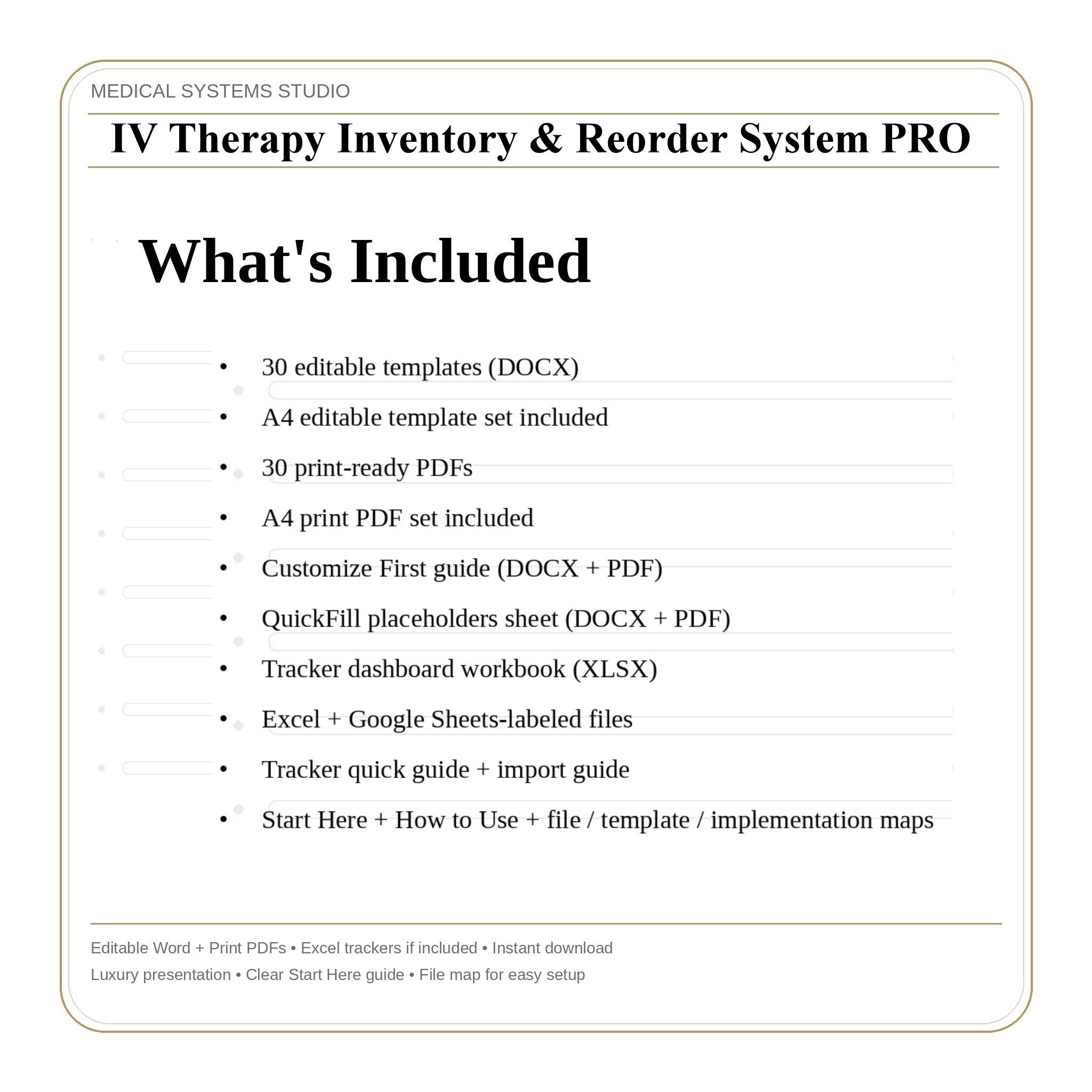 IV Therapy Inventory & Reorder System PRO | Supply Tracker, Reorder Point, Vendor, Expiration Logs