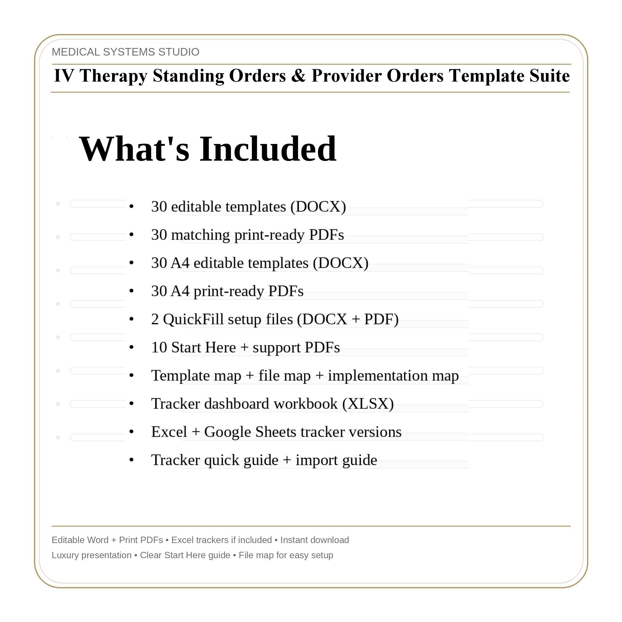 IV Therapy Standing Orders & Provider Orders Template Suite | SOP Forms, Order Review Log, Annual Update (Word/PDF/Tracker)