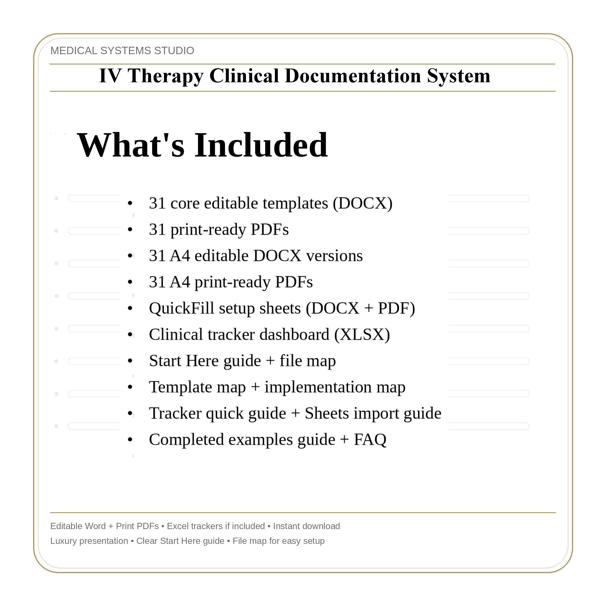 IV Therapy Clinical Documentation System | Infusion Sheet, Vitals Monitoring, Treatment Record (Word/PDF/Excel)