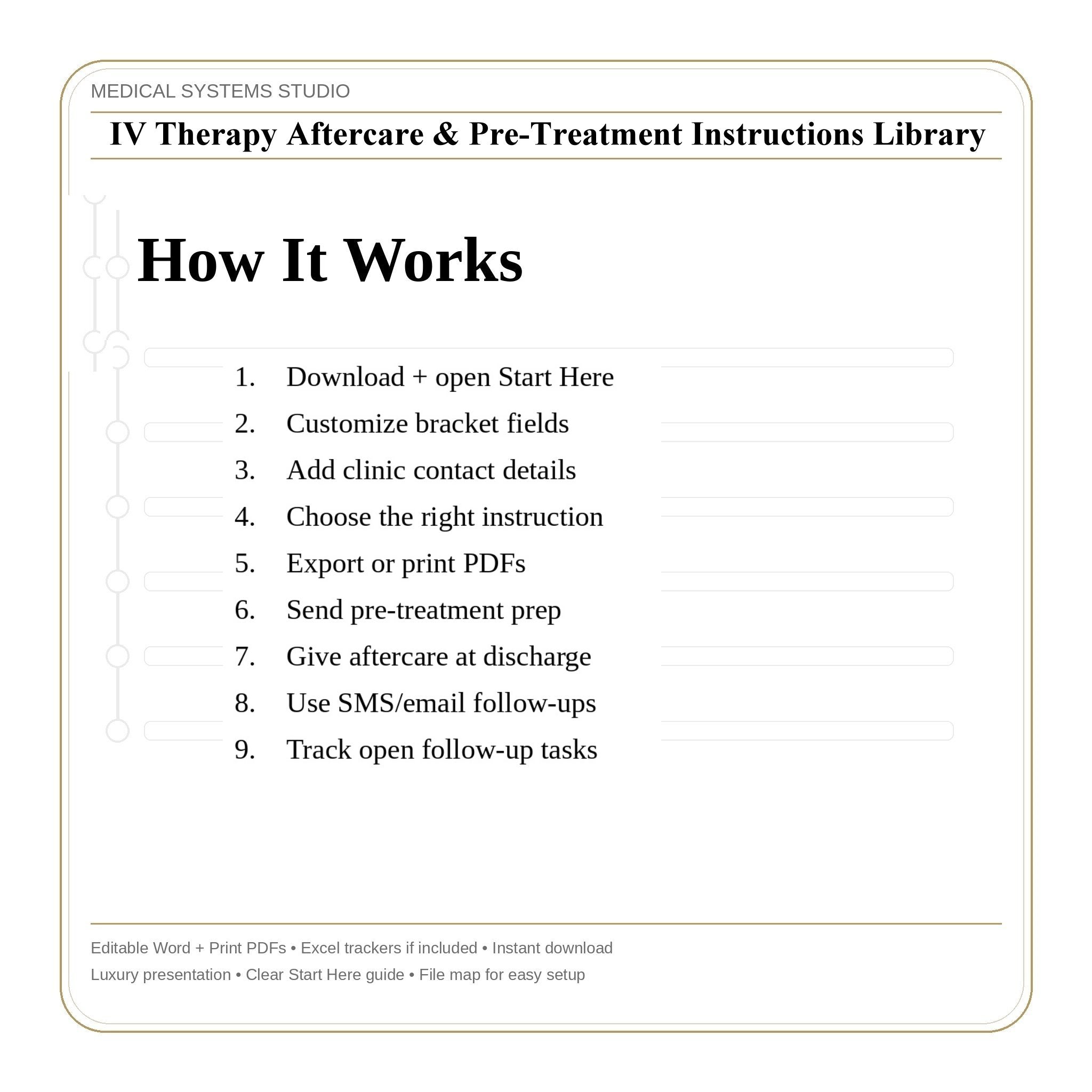 IV Therapy Aftercare & Pre-Treatment Instructions Library | Patient Handouts, Quick Cards, Scripts (Word/PDF/Excel)