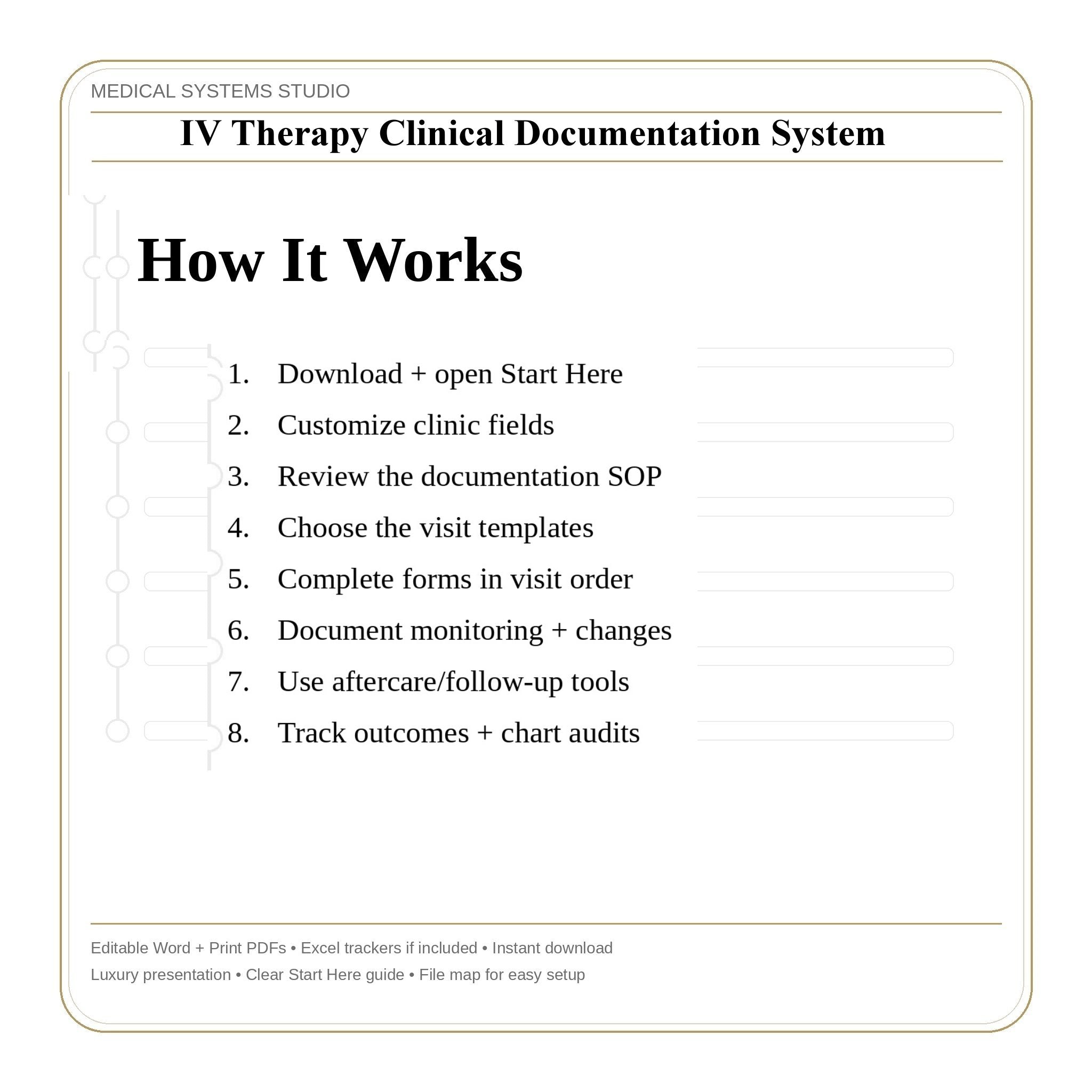 IV Therapy Clinical Documentation System | Infusion Sheet, Vitals Monitoring, Treatment Record (Word/PDF/Excel)