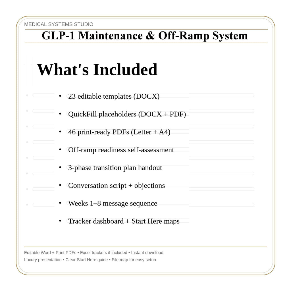 GLP-1 Maintenance & Off-Ramp System Kit | Transition Plan, Relapse Prevention, Refill Boundaries, Tracker (Digital Download)