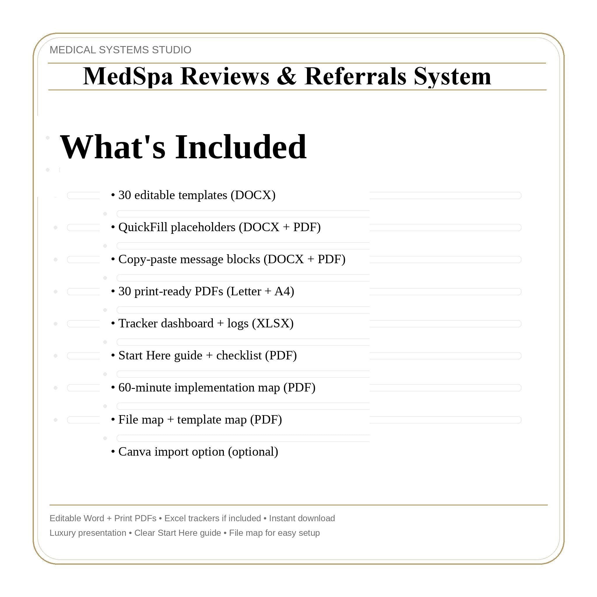 MedSpa Reviews & Referrals System | QR Code Signage, SMS Scripts (Word, PDF, Excel) (Digital Download)
