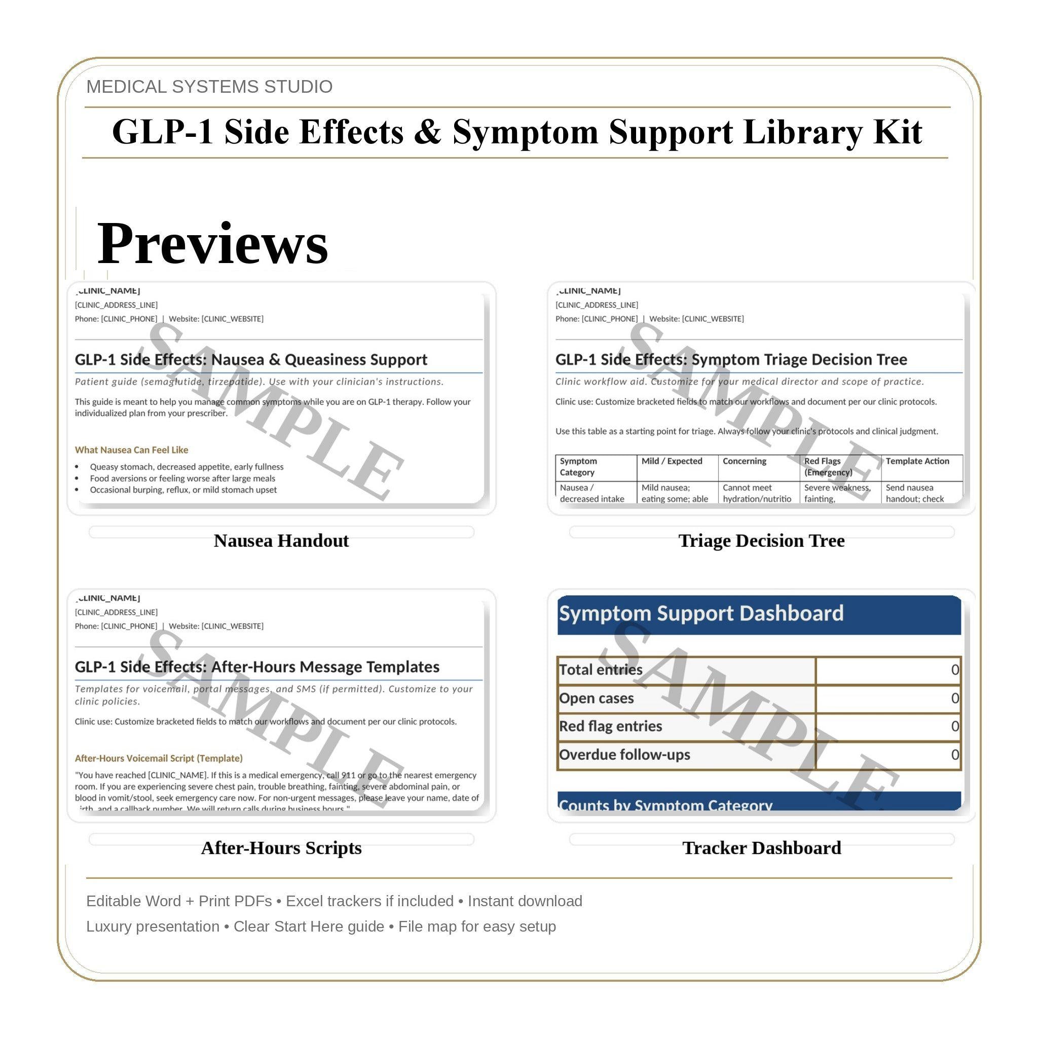 GLP-1 Side Effects Support Kit | Clinic Triage, Patient Handouts (Digital Download)