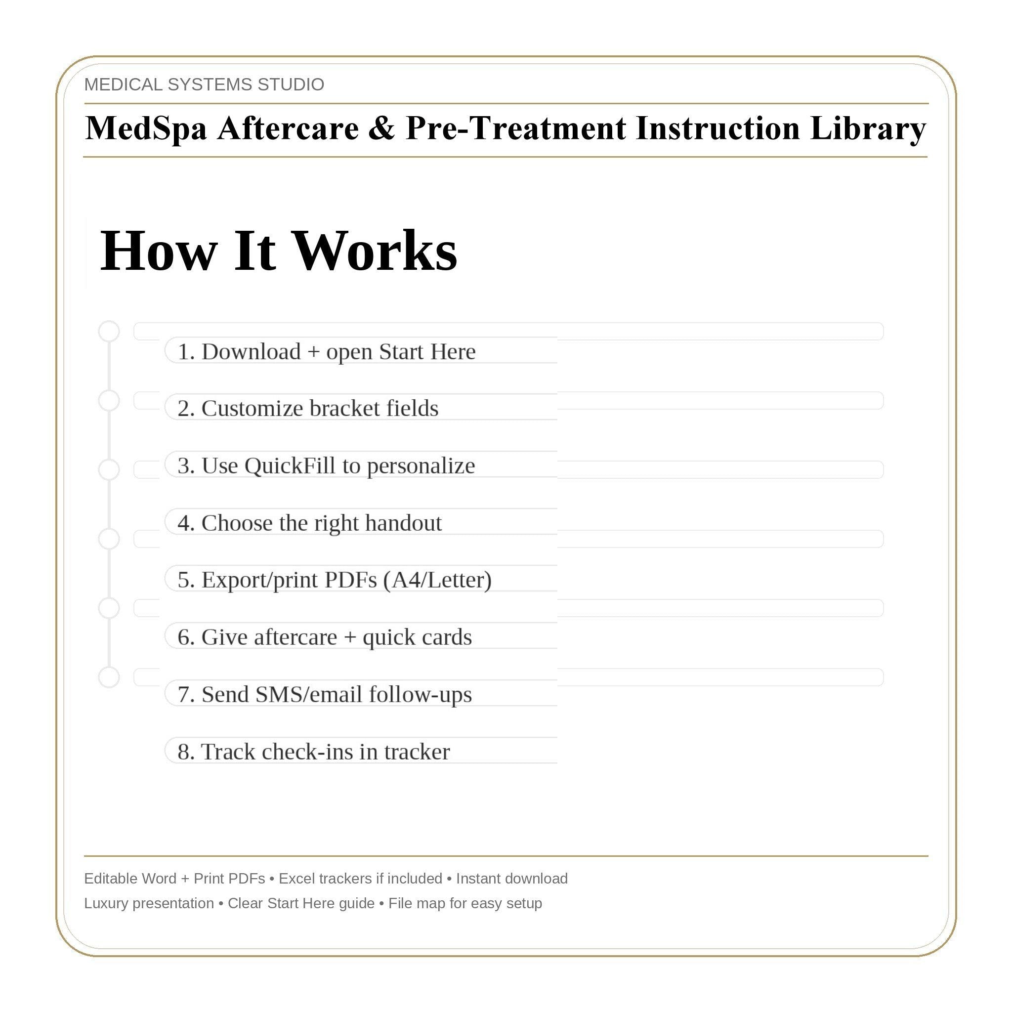 MedSpa Aftercare and Pre-Treatment Instructions | Patient Handouts & Quick Cards (Word/PDF)