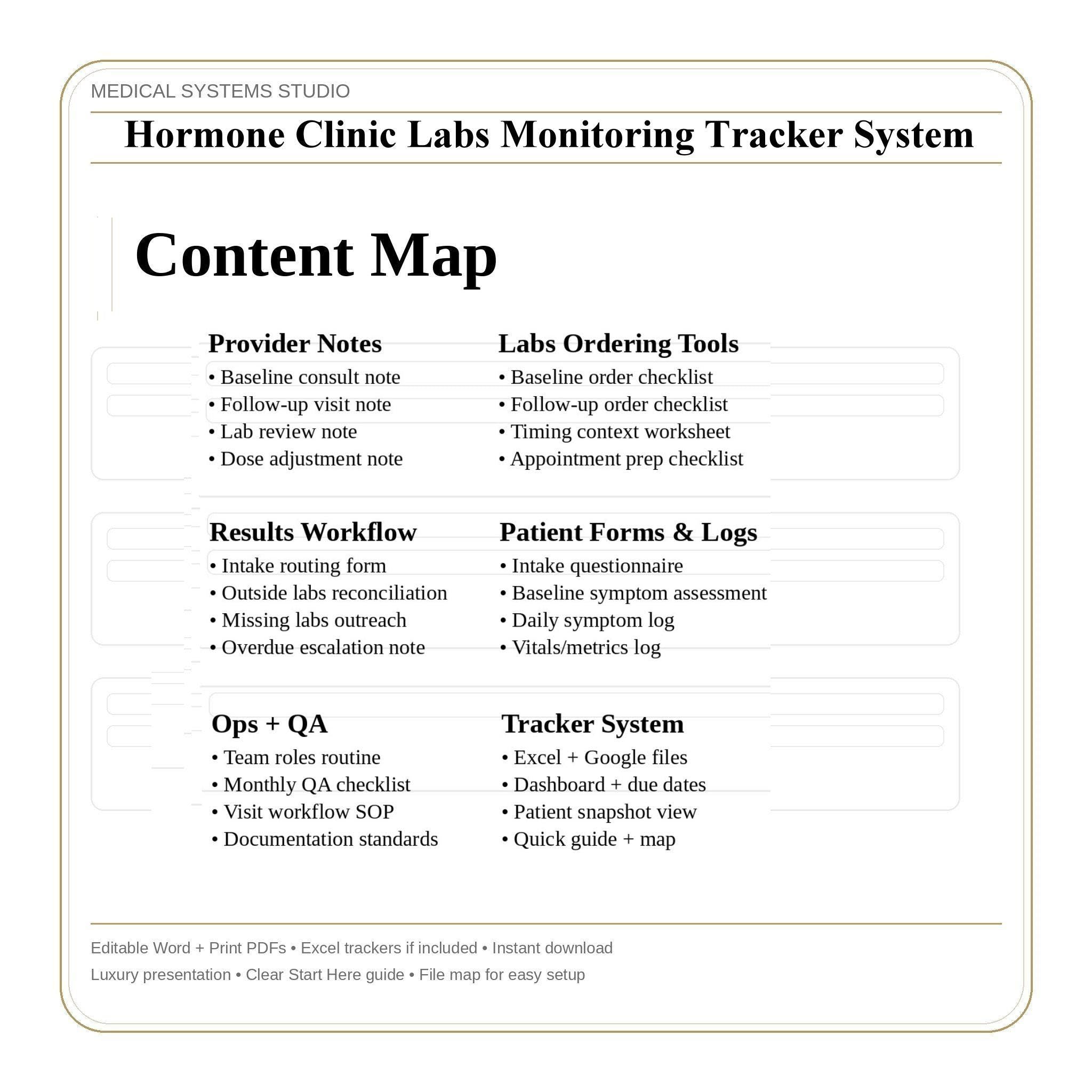 Hormone Clinic Labs Monitoring Tracker System | TRT/HRT/BHRT (Word/PDF/Excel) - Digital Download