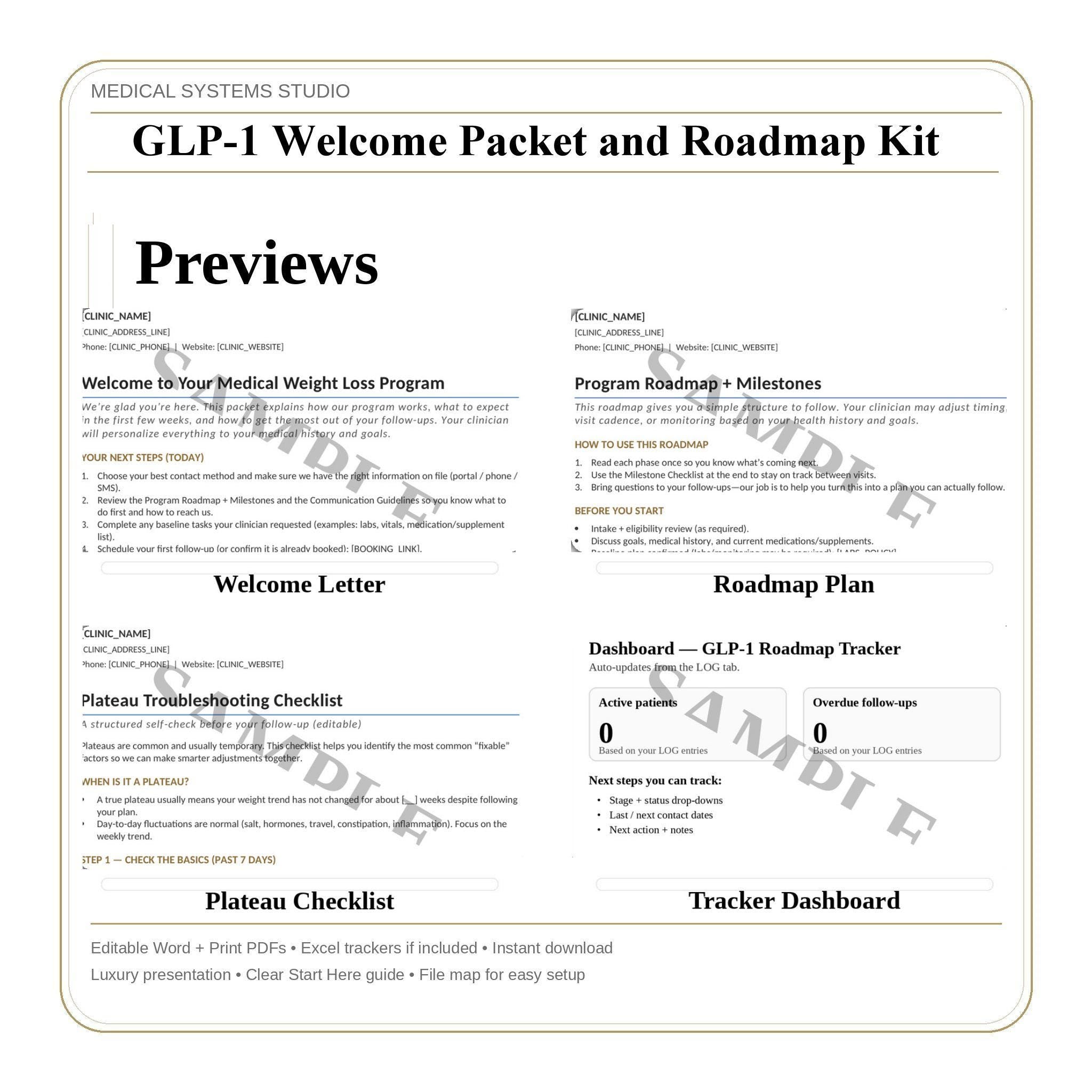 GLP-1 Welcome Packet & Roadmap Kit | Semaglutide/Tirzepatide Patient Onboarding, Expectations, Tracker (Digital Download)