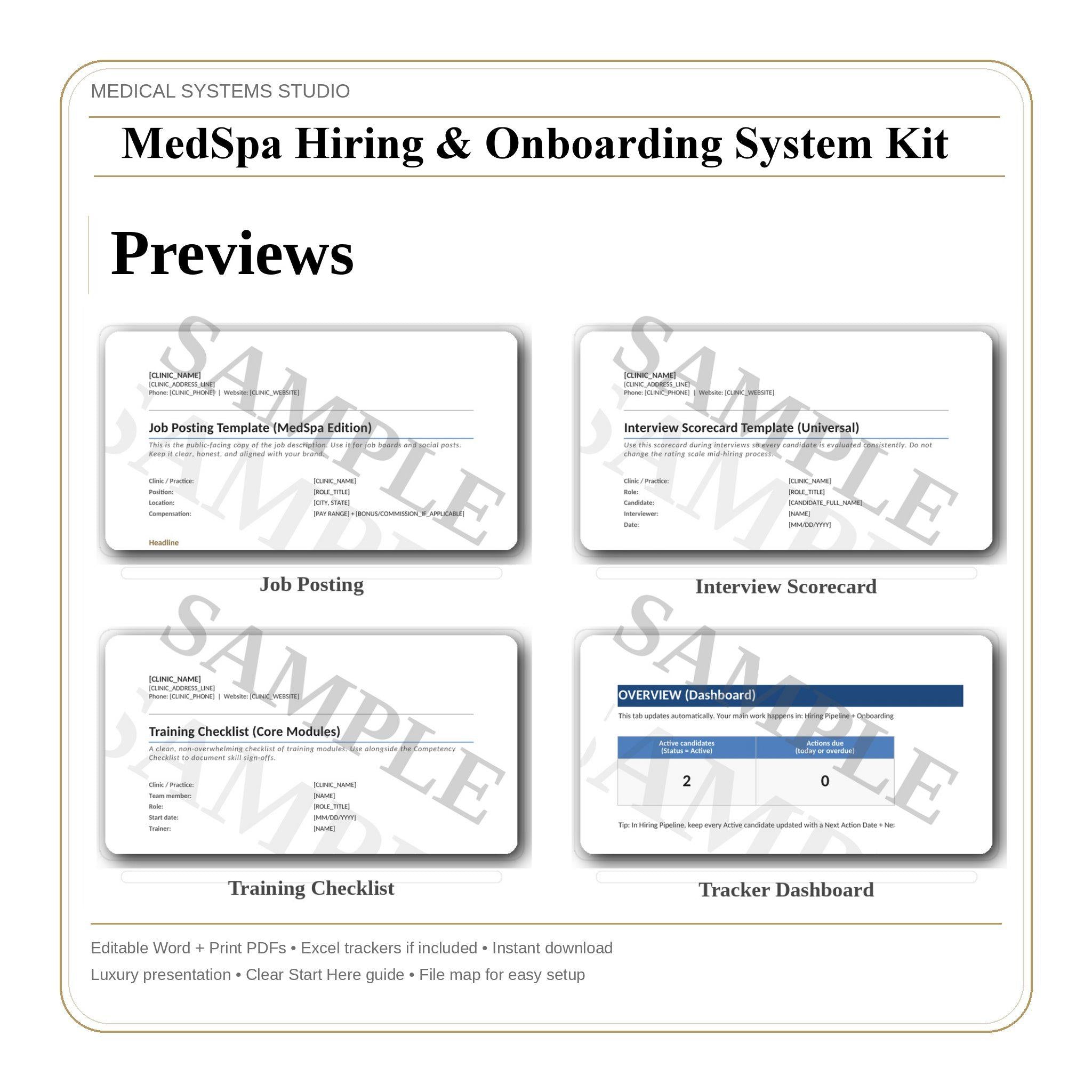 MedSpa Hiring & Onboarding System | Clinic Staff Training (Digital Download)