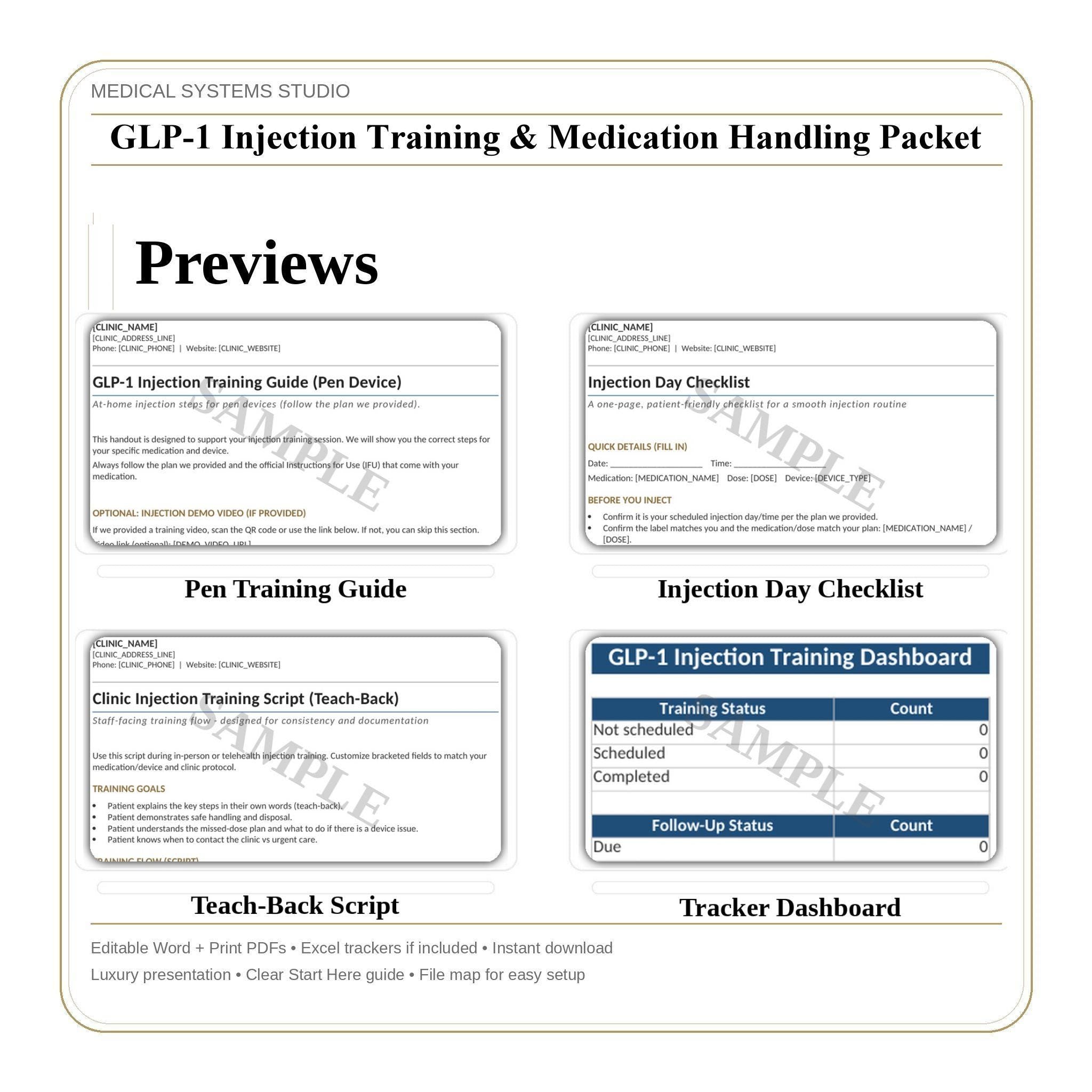 GLP-1 Injection Training & Medication Handling Packet | Semaglutide/Tirzepatide Patient Education (Digital Download)