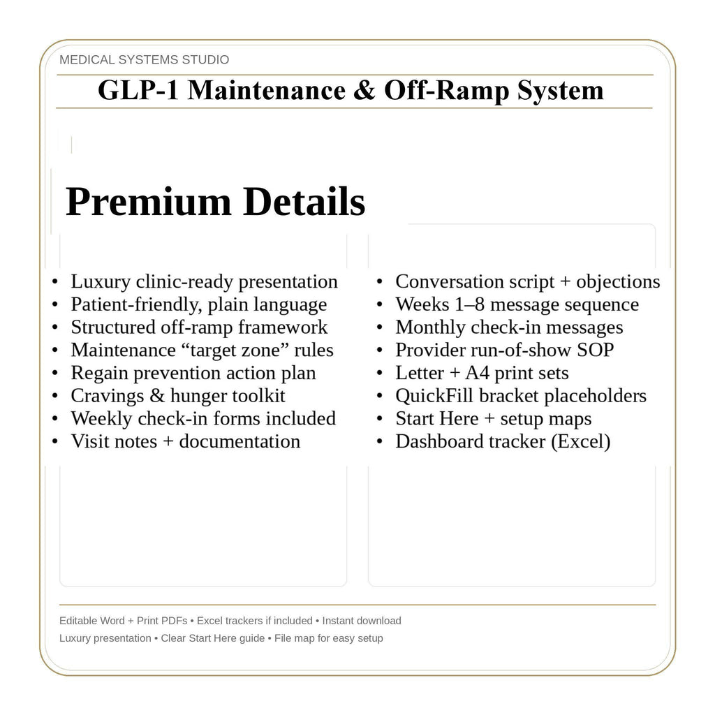 GLP-1 Maintenance & Off-Ramp System Kit | Transition Plan, Relapse Prevention, Refill Boundaries, Tracker (Digital Download)