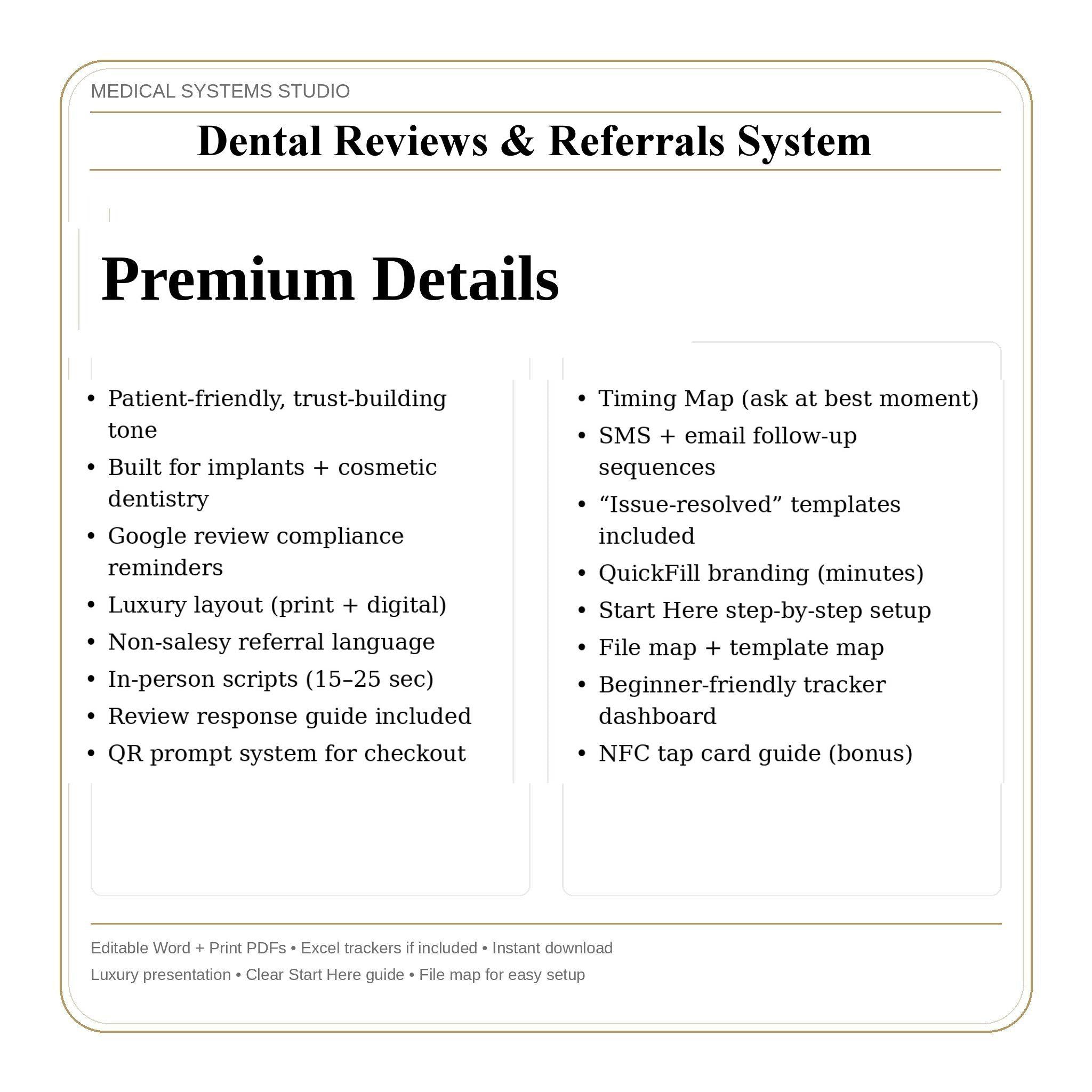 Dental Reviews & Referrals System | SMS, Email Templates + QR Code (Digital Download