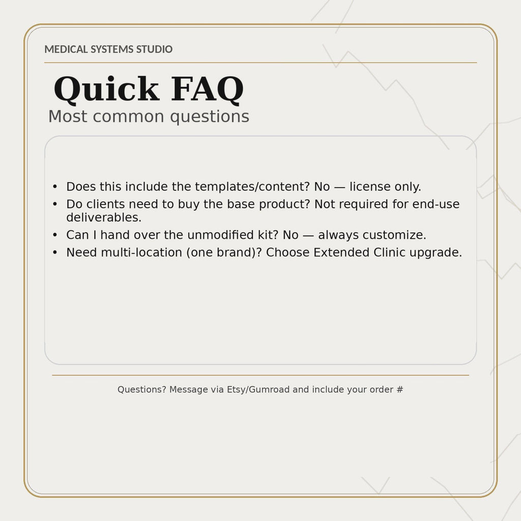 Agency / Multi-Client License Upgrade | For Medical Systems Studio Digital Products | Instant PDF