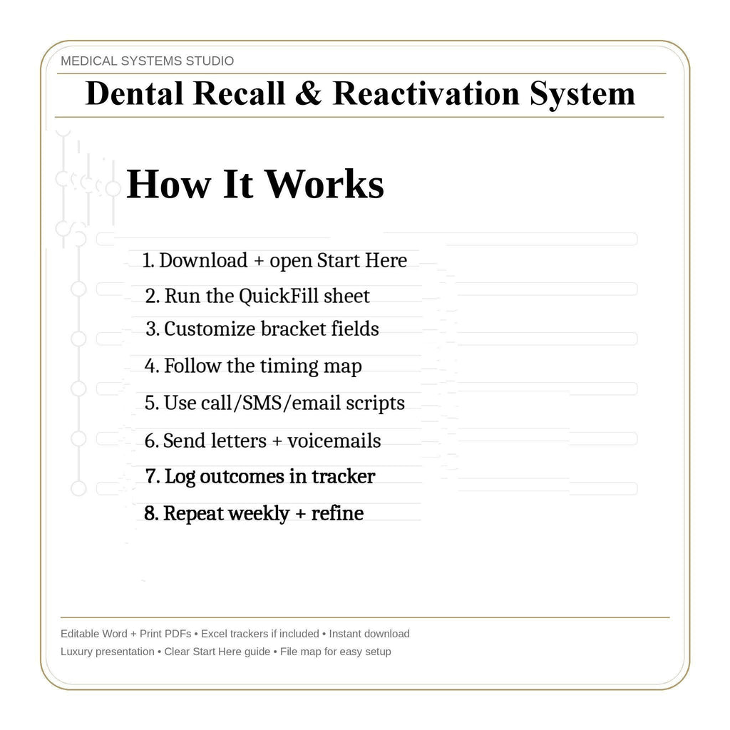 Dental Recall & Reactivation System | Patient Communication Templates (Digital Download)