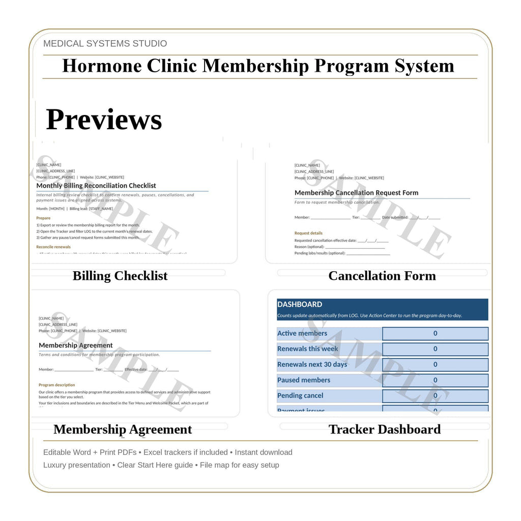 Hormone Clinic Membership Program System | TRT HRT BHRT Tier Builder (Digital Download)