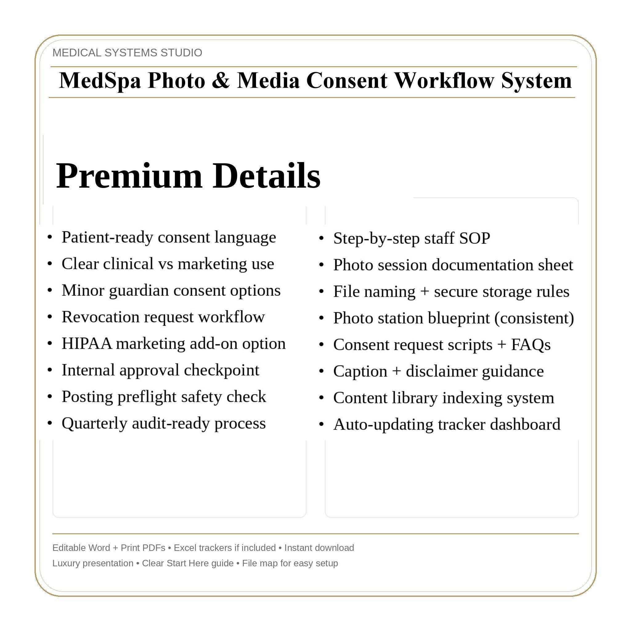 MedSpa Photo & Media Consent Form | Clinic Workflow System (Digital Download)