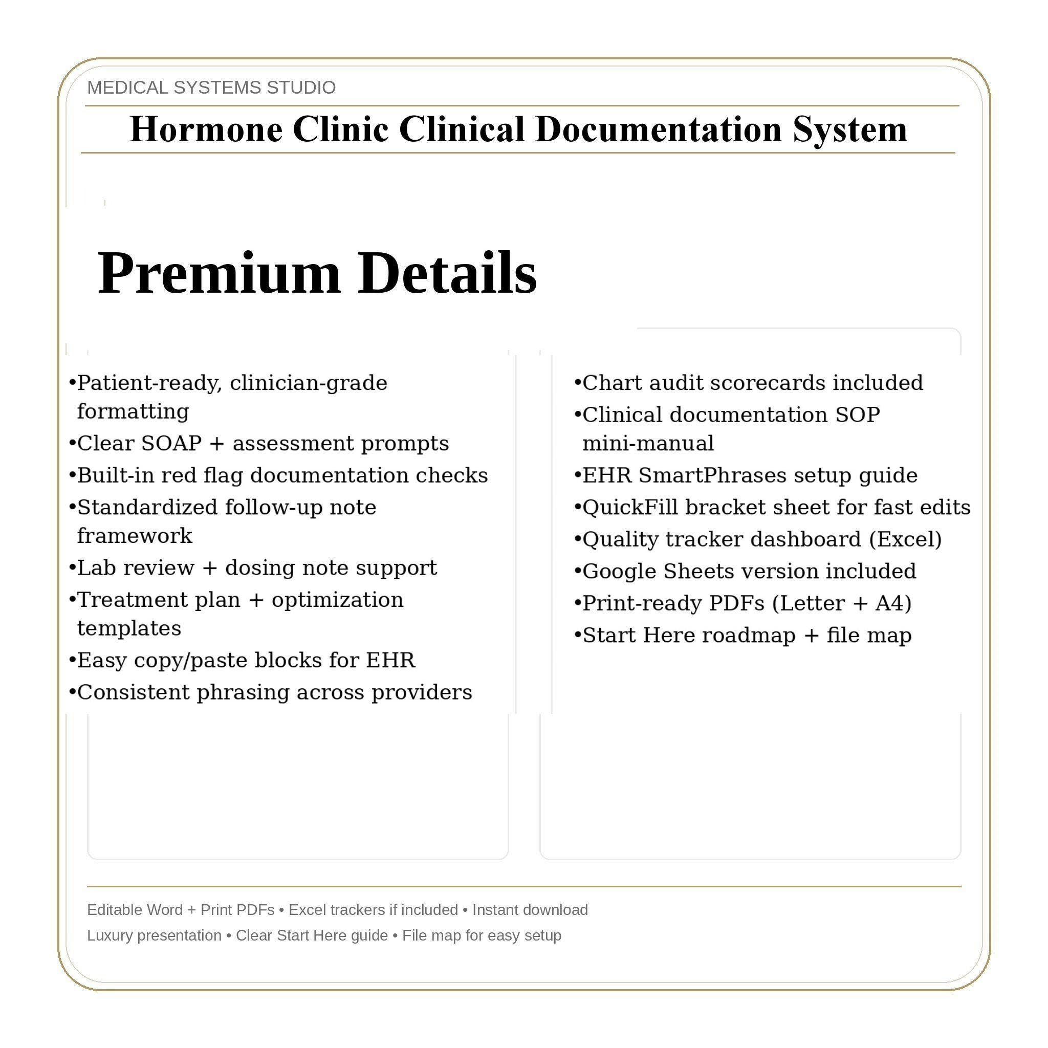 Hormone Clinic Documentation System | TRT HRT BHRT Soap Notes (Digital Download)