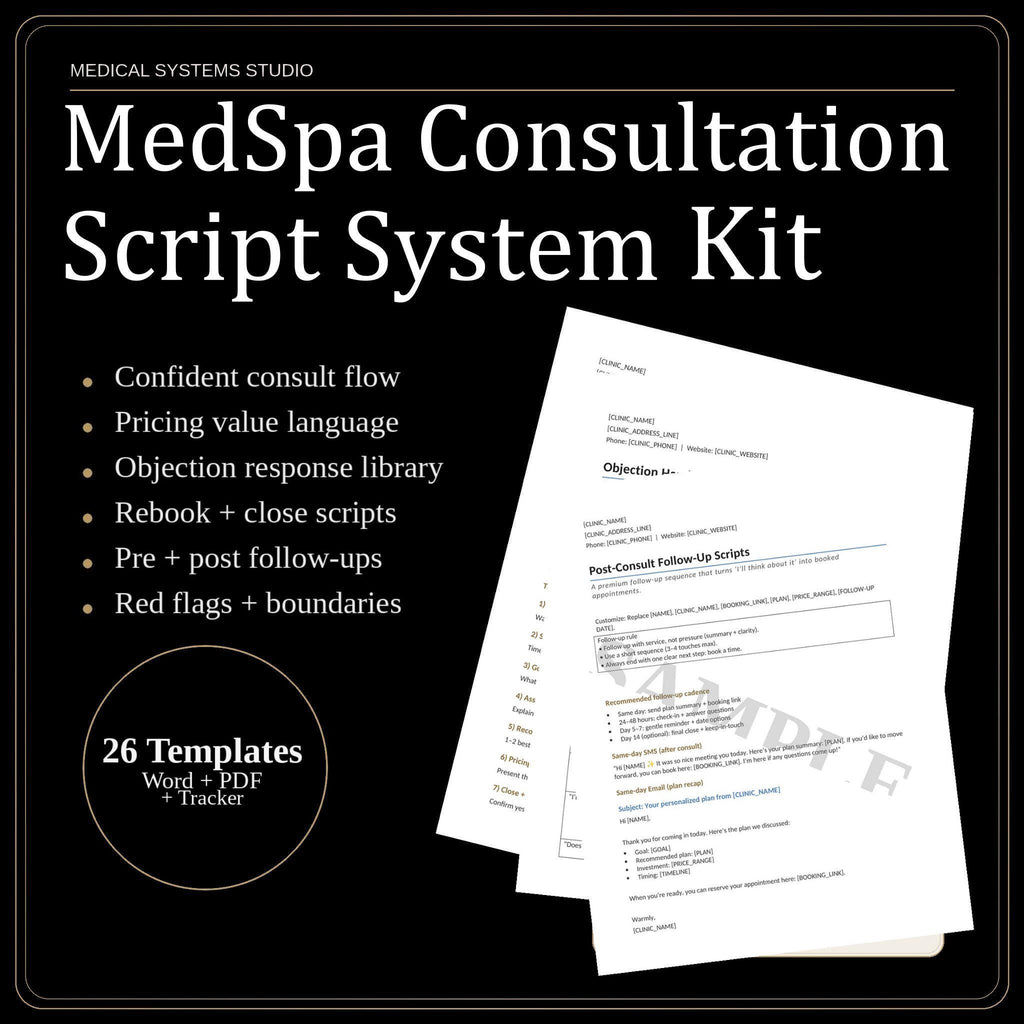 MedSpa Consultation Script System | Clinic Forms, Objection Handling (Digital Download)