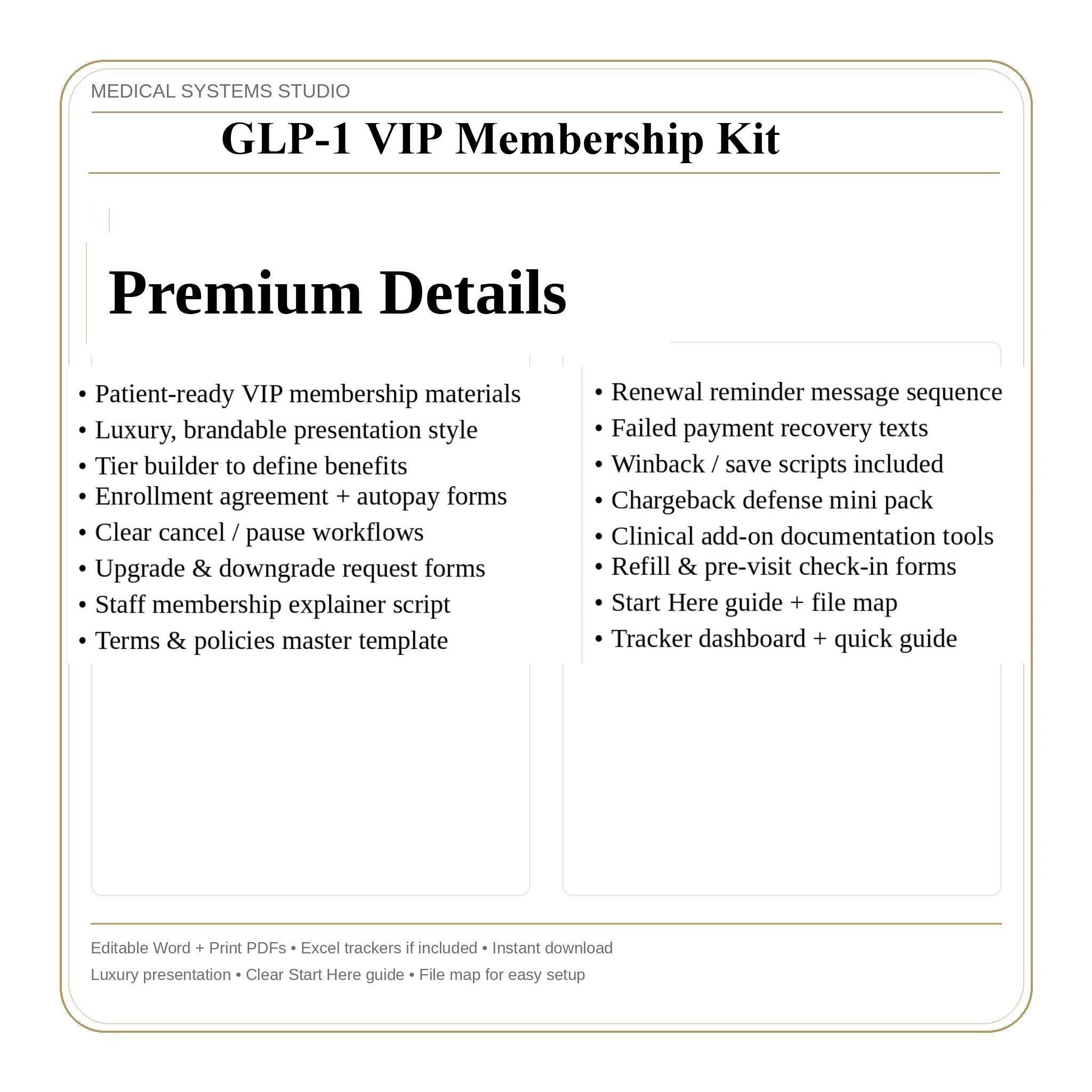 GLP-1 VIP Membership Kit | Enrollment, Autopay, Renewal Scripts (Word, PDF, Tracker)