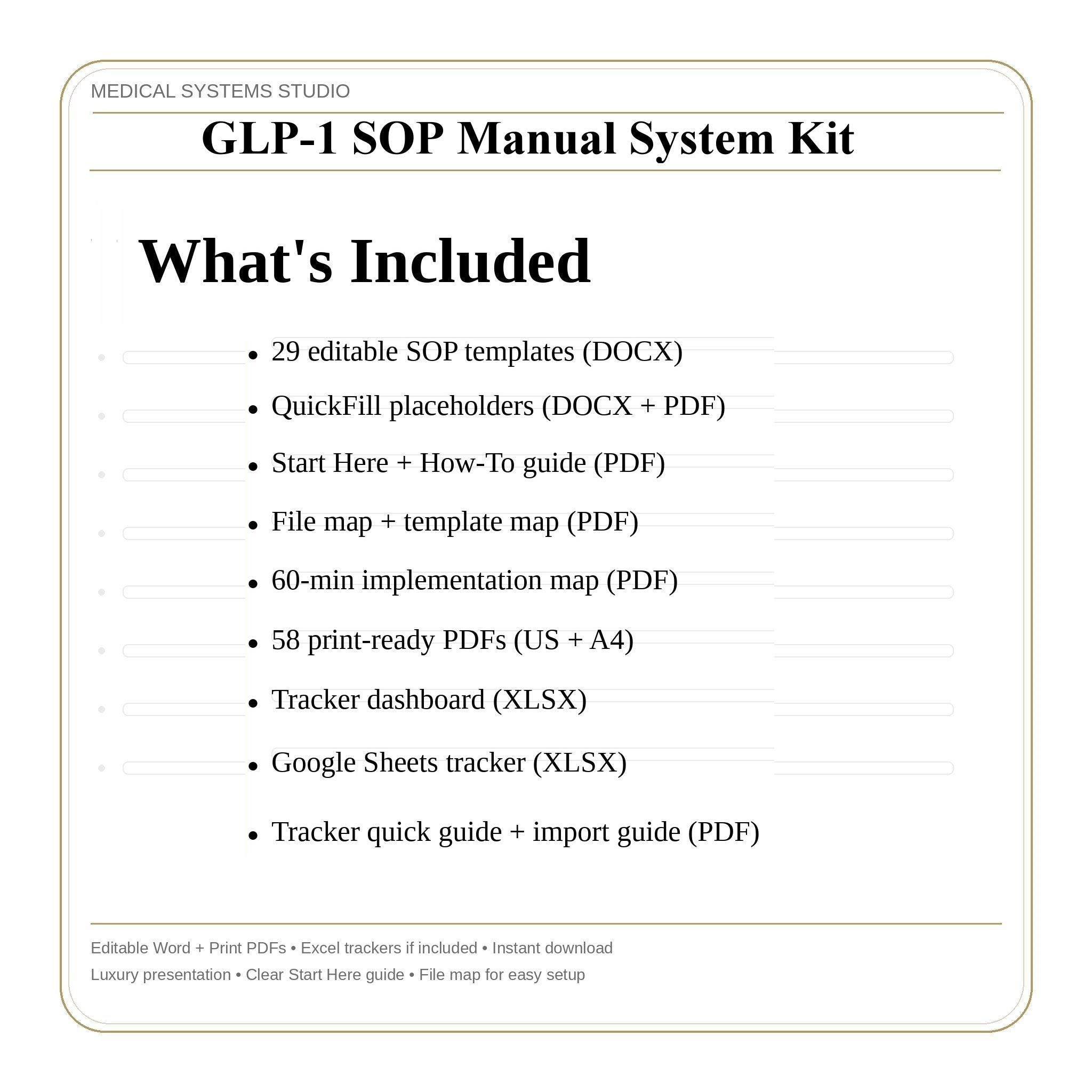 GLP-1 SOP Manual System Kit for Weight Loss Clinics | Workflow, Triage, Documentation (Word + PDF)