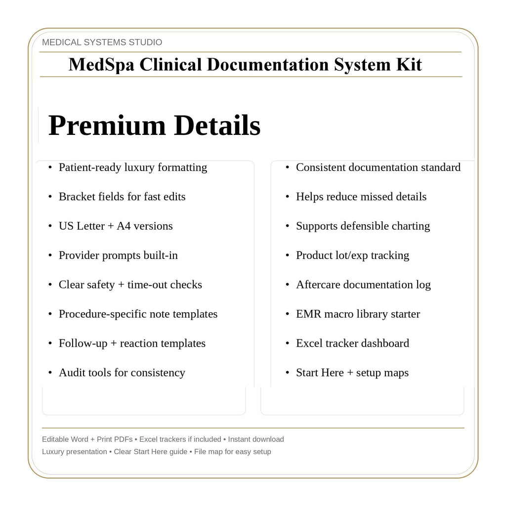 MedSpa Clinical Documentation System | Injectables, Laser, and Microneedling (Digital Download)