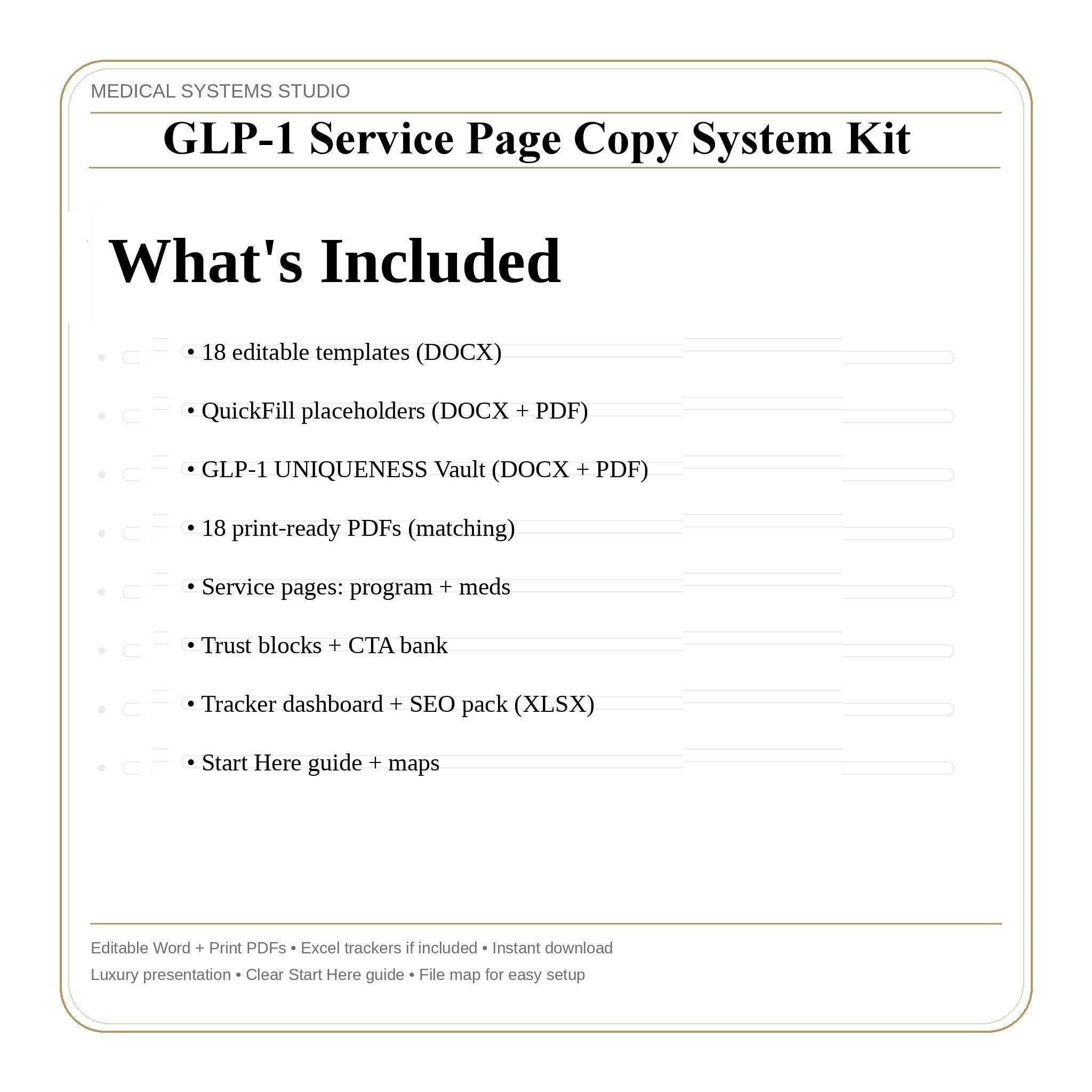 GLP-1 Service Page Copy Kit | Semaglutide & Tirzepatide Website Copy | Medical Weight Loss Pages, SEO Meta, FAQ Schema, Uniqueness Vault