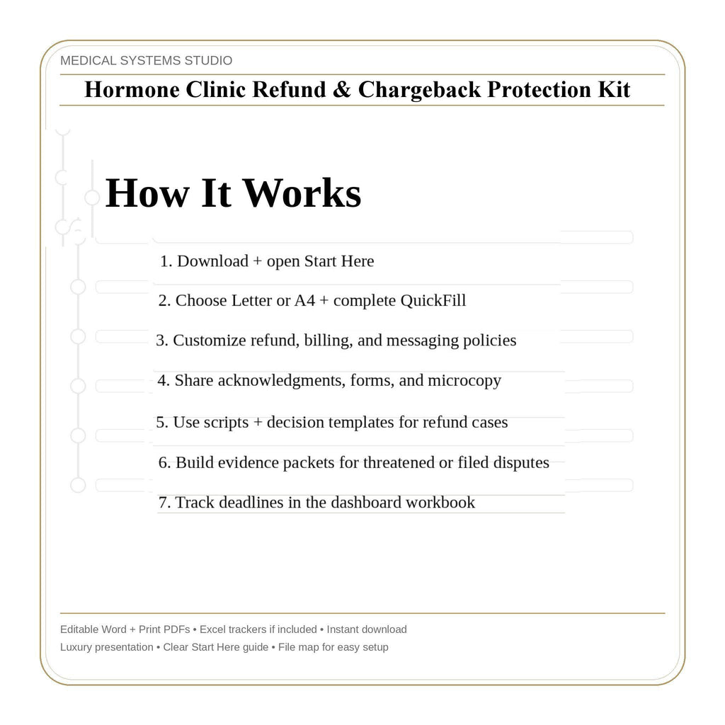 Hormone Clinic Refund & Chargeback Protection Kit | TRT HRT BHRT Policy, Scripts, Billing (Digital Download)