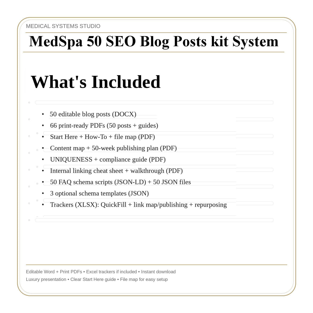 MedSpa SEO Blog Post Kit | 50+ Long Form Templates