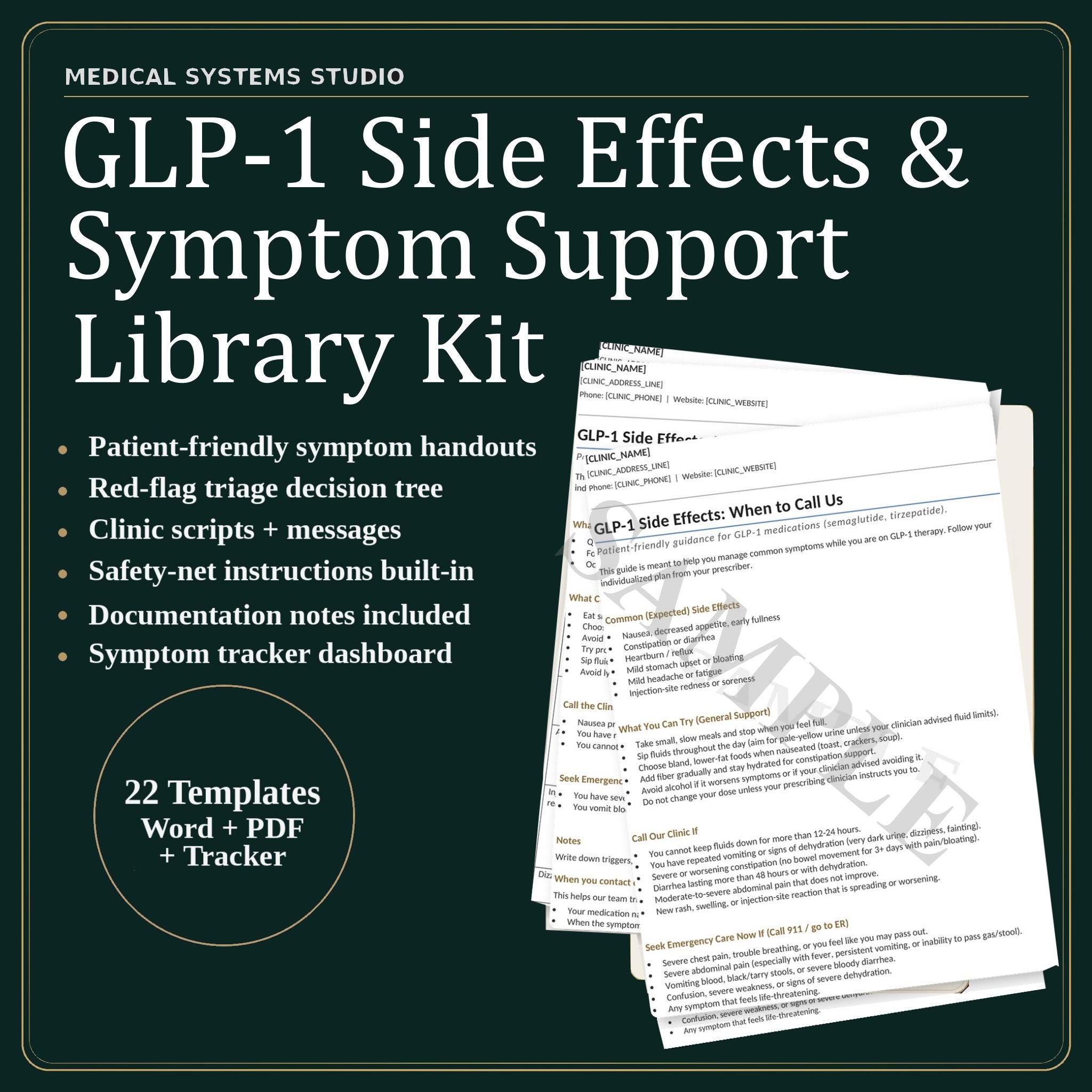 GLP-1 Side Effects Support Kit | Clinic Triage, Patient Handouts (Digital Download)