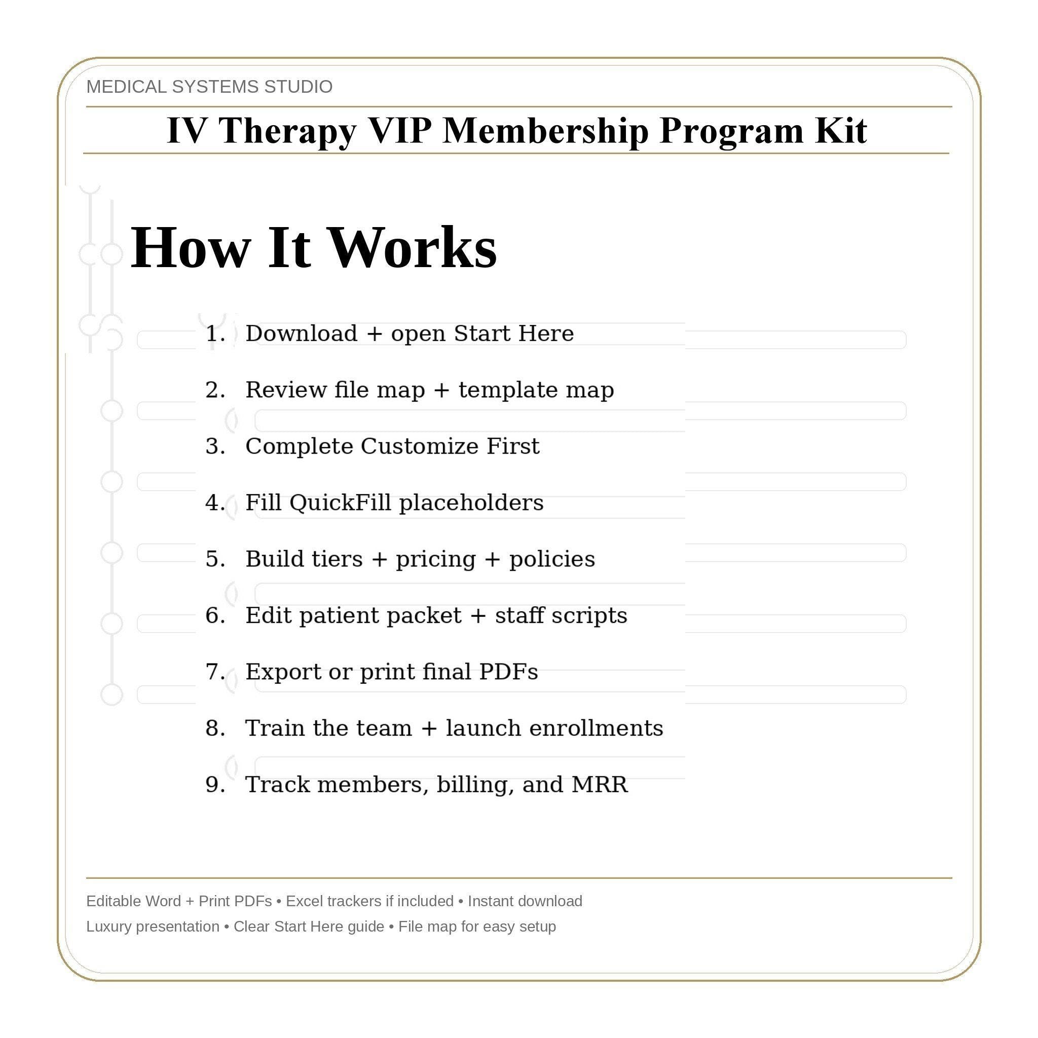 IV Therapy VIP Membership Program Kit | Tiered Subscription, Terms, Enrollment, Pricing (Word/PDF/Excel)