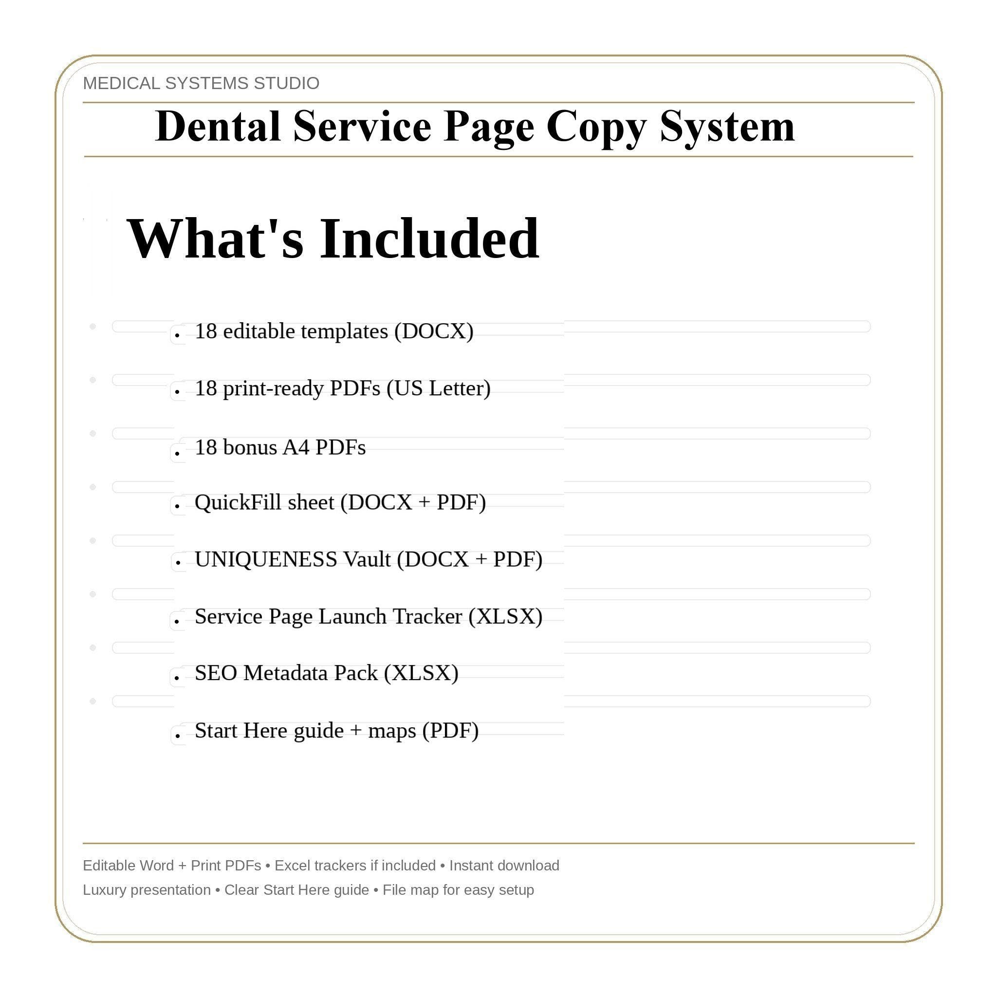 Dental Service Page Copy System | Website SEO Content (Word, PDF, xlsx)
