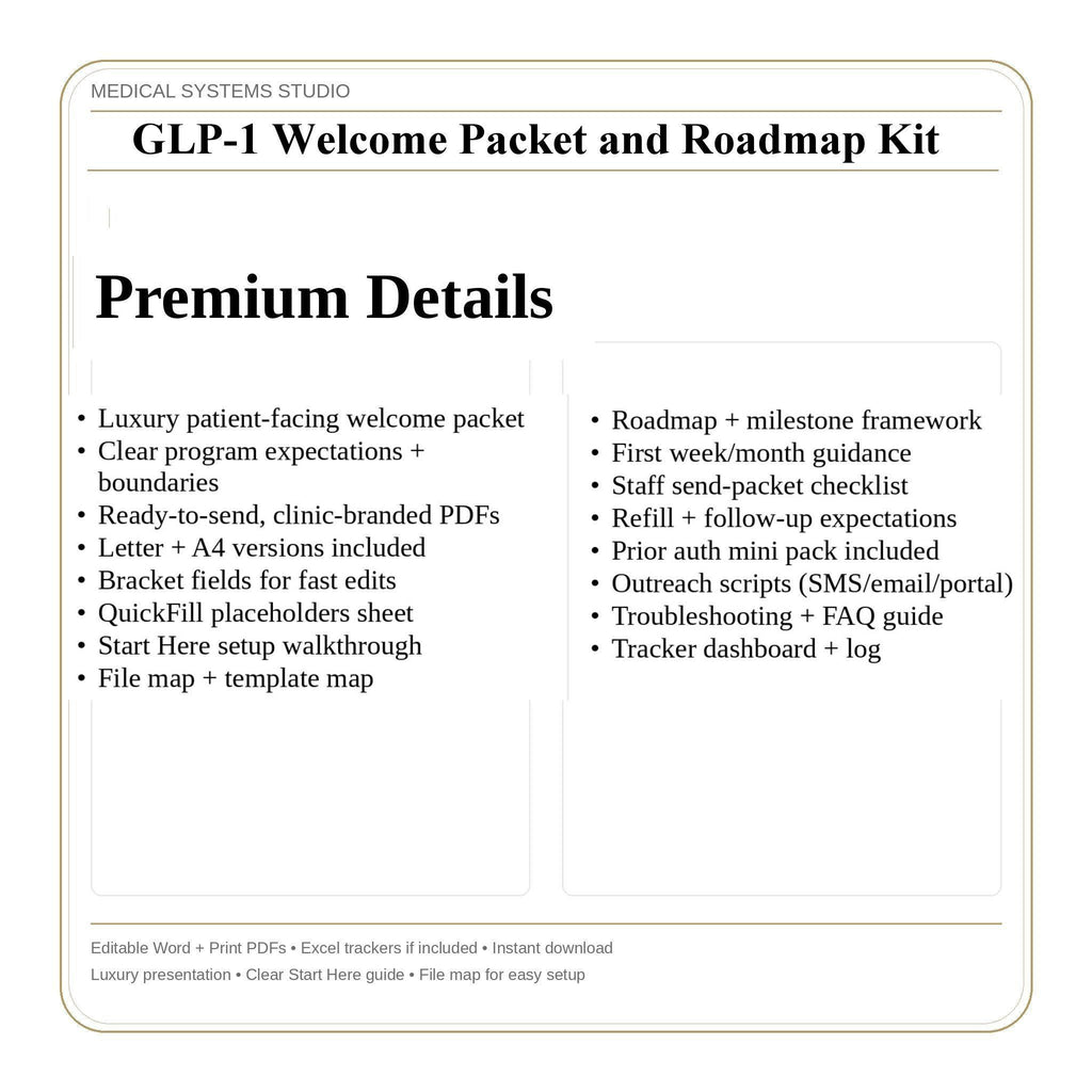 GLP-1 Welcome Packet & Roadmap Kit | Semaglutide/Tirzepatide Patient Onboarding, Expectations, Tracker (Digital Download)