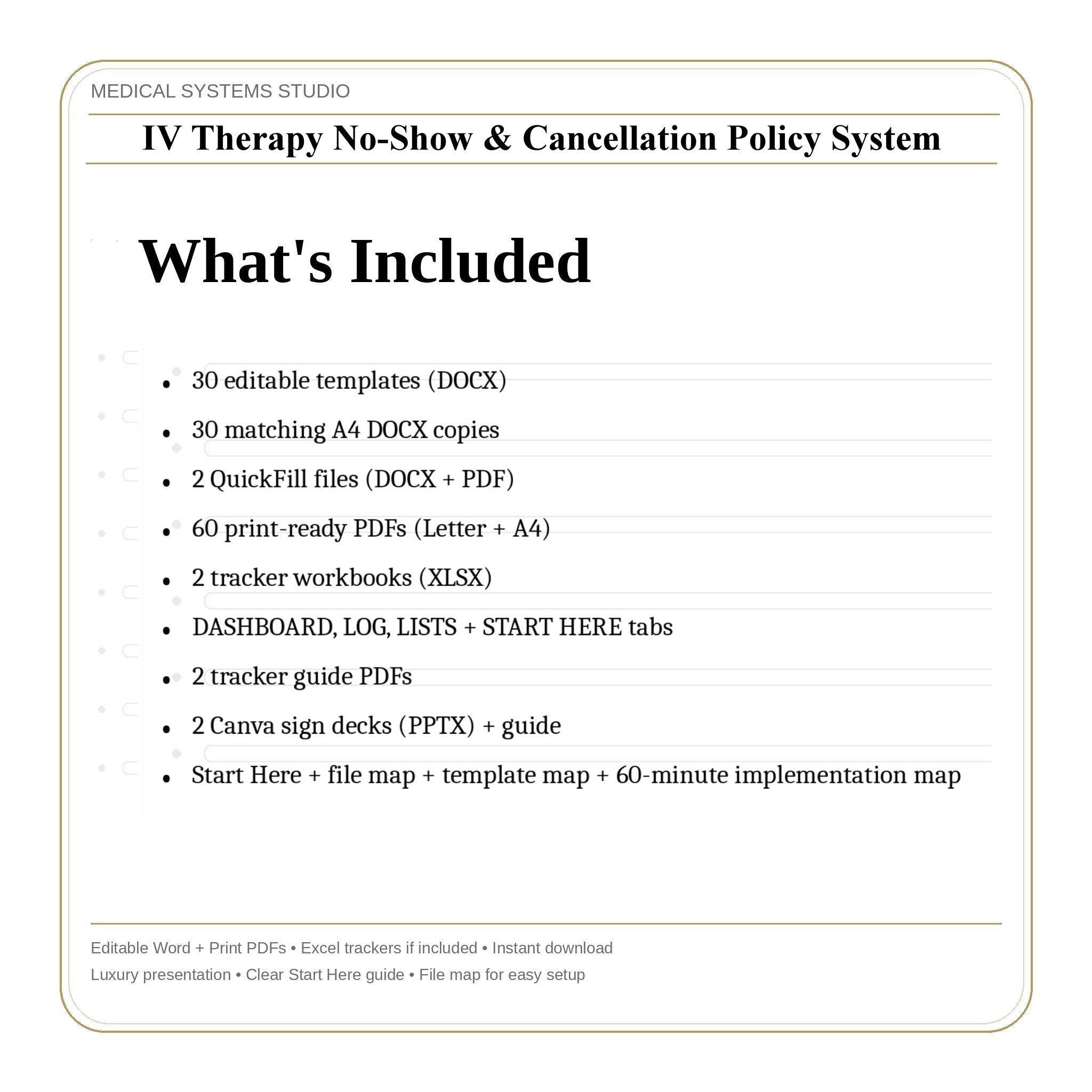 IV Therapy No-Show Cancellation Policy System | Deposit, Scripts, Reminders (Digital Download)