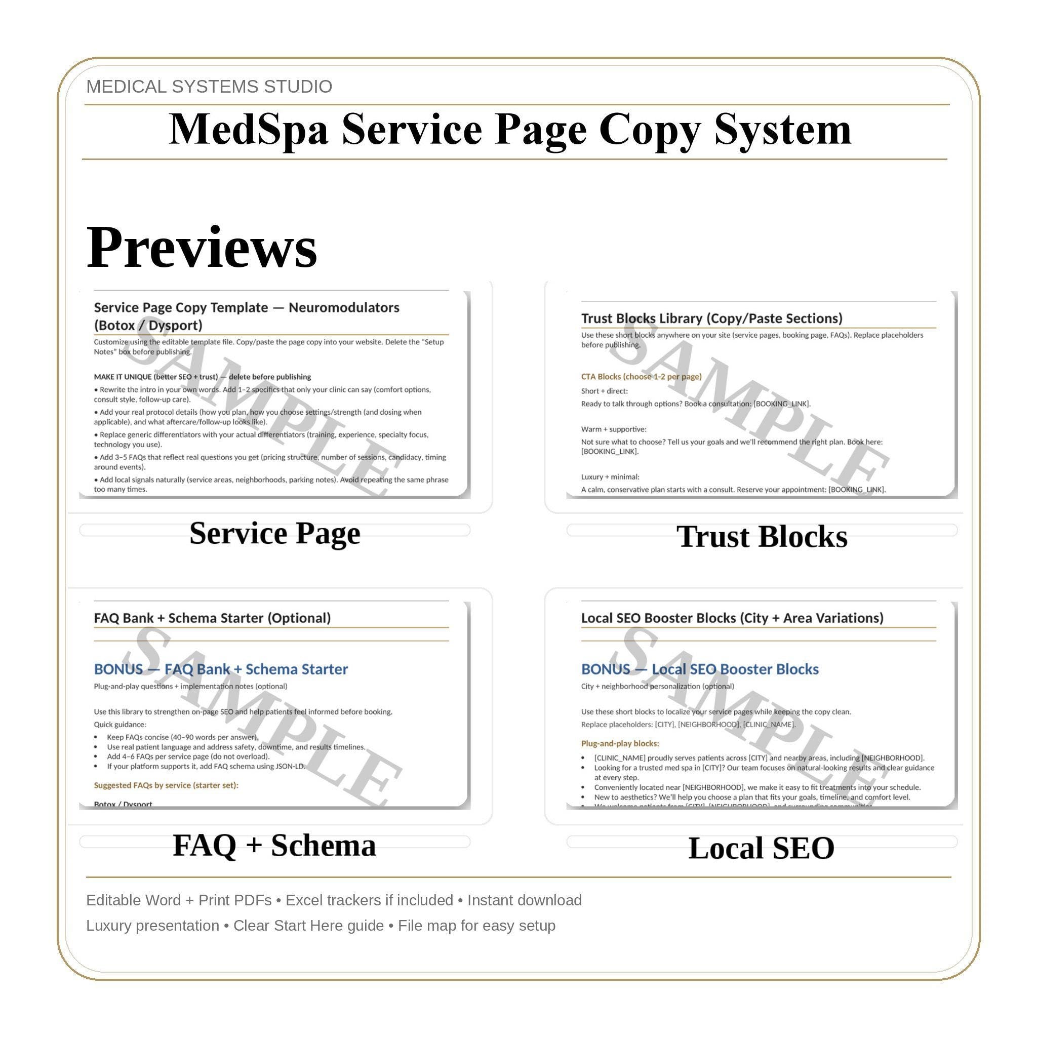MedSpa Service Page Copy System | SEO & Treatment Templates (Digital Download)