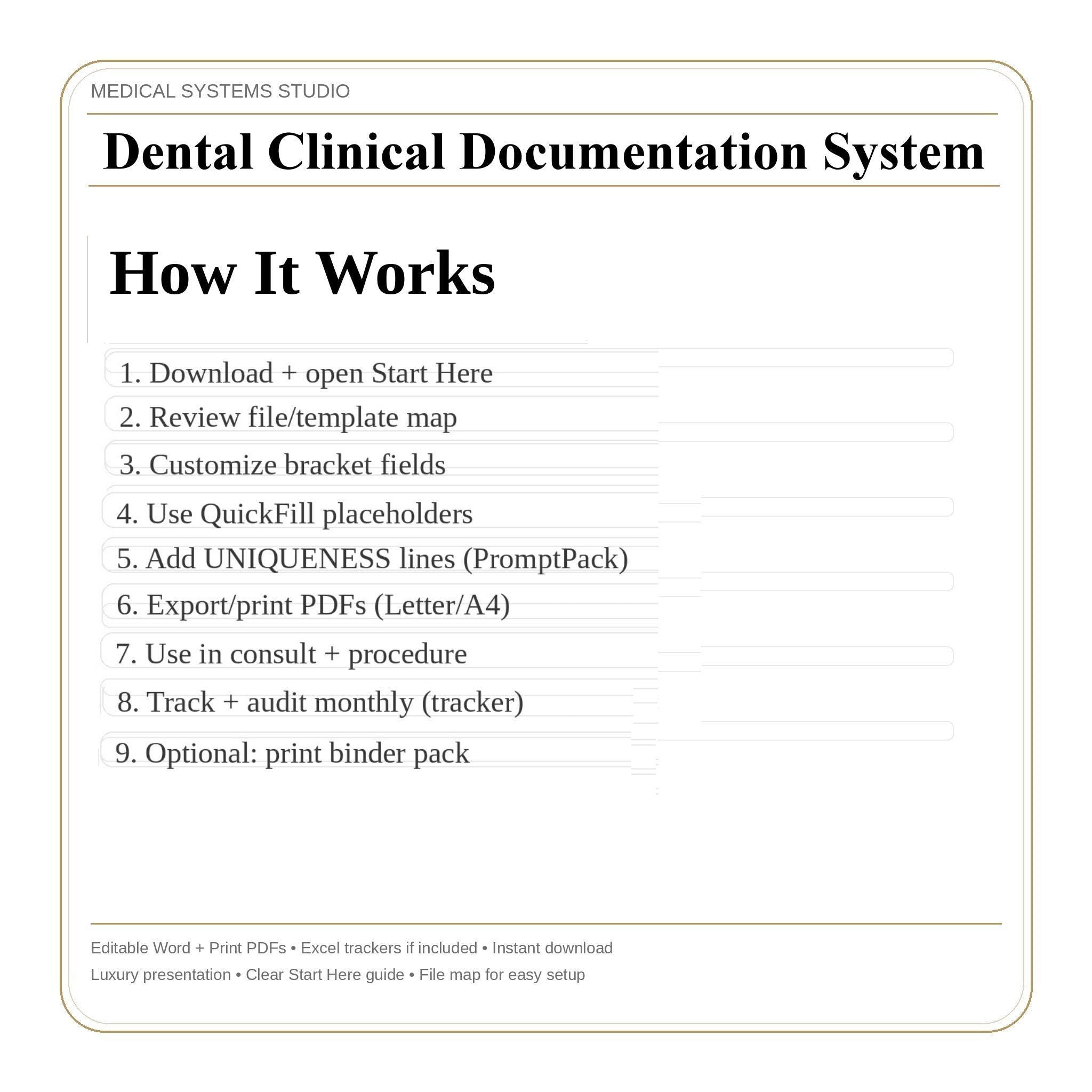 Dental Clinical Documentation System | Implant & Cosmetic Templates (Digital Download)