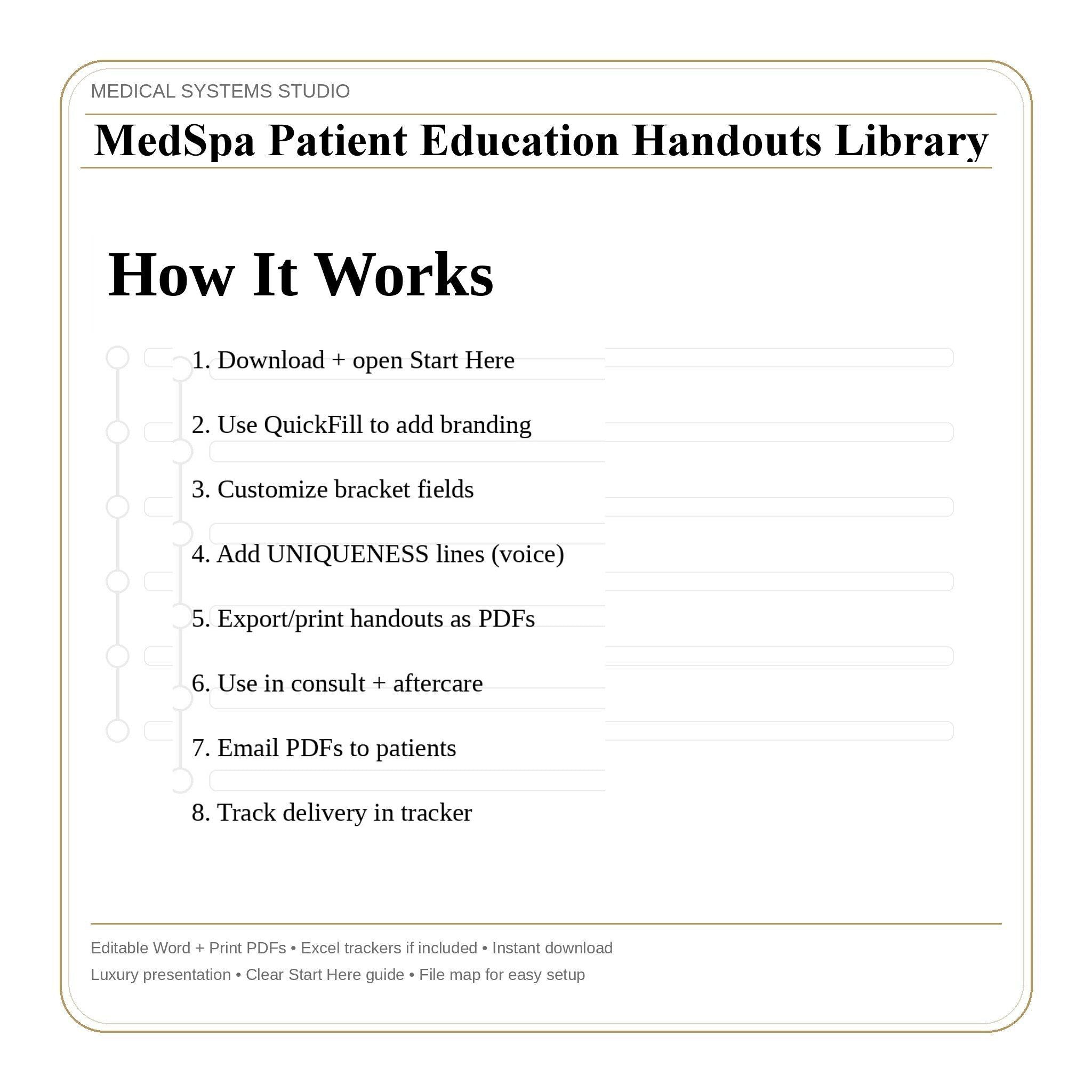 MedSpa Patient Education Library | Tox, Fillers, Laser, Microneedling | FAQs, Prep + Aftercare (Word/PDF/Tracker)