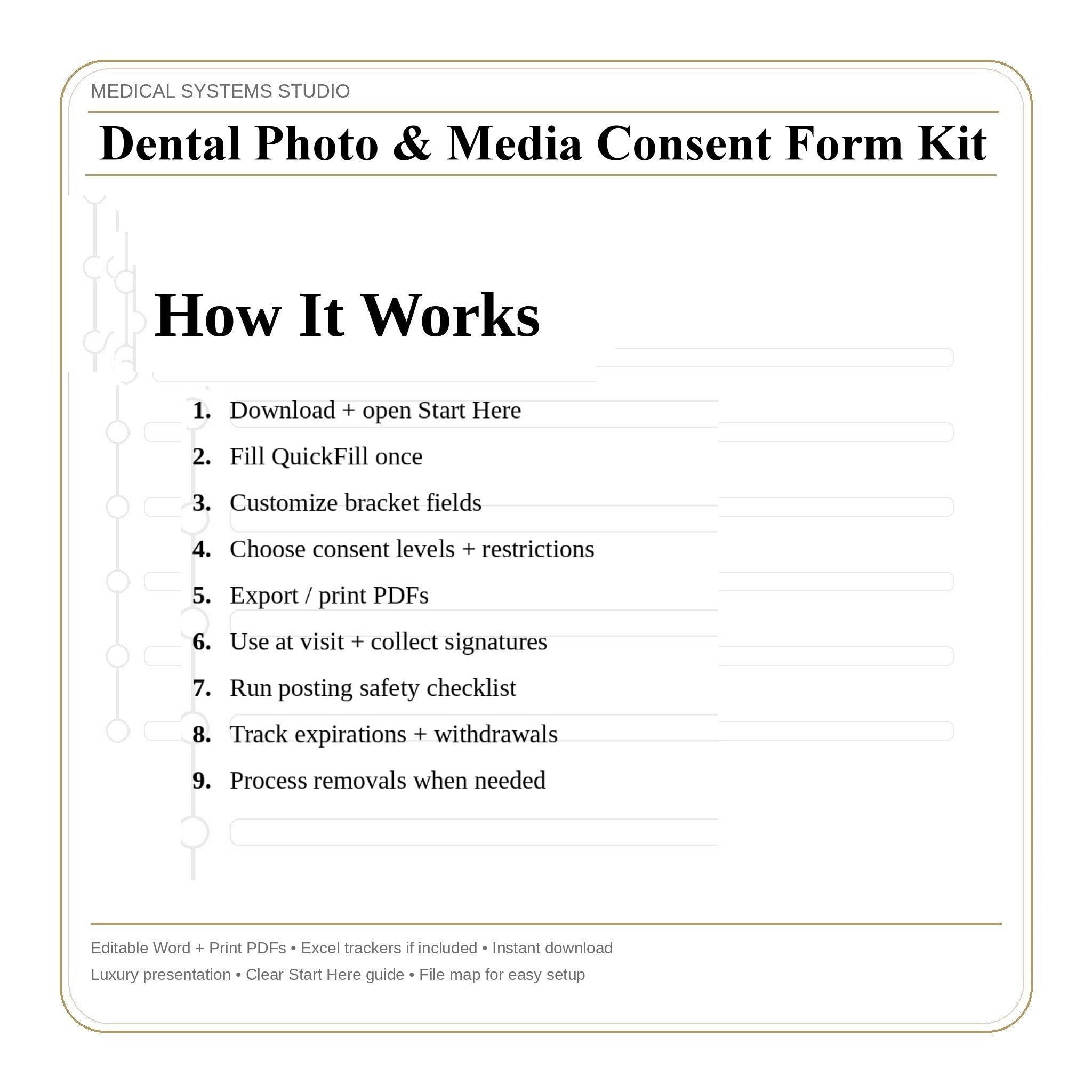 Dental Photo & Media Consent Form Kit | HIPAA, Consent Tracker, SOP (Digital Download)