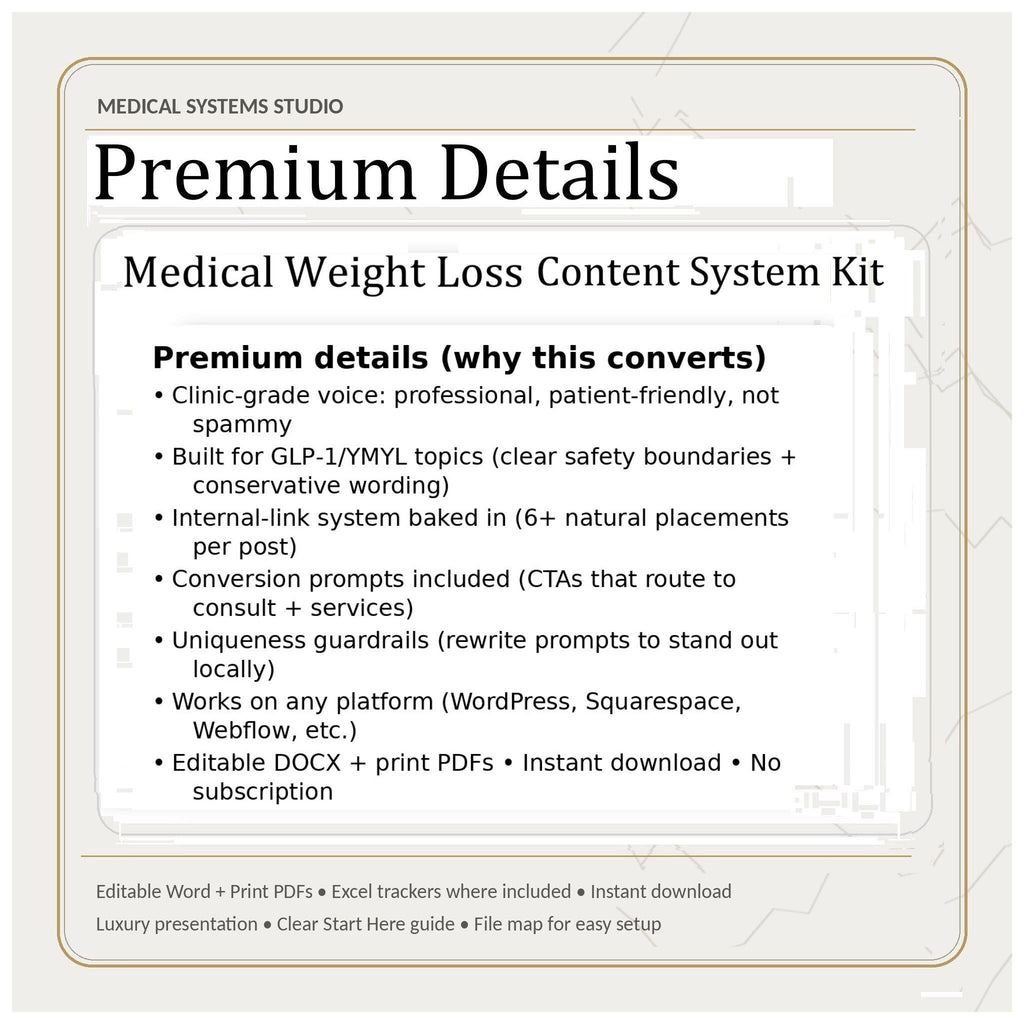 GLP-1 Medical Weight Loss Blog Kit • 50 GLP-1 SEO Posts (Digital Download)