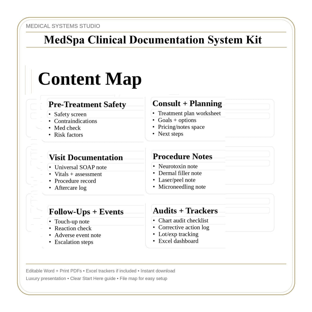 MedSpa Clinical Documentation System | Injectables, Laser, and Microneedling (Digital Download)