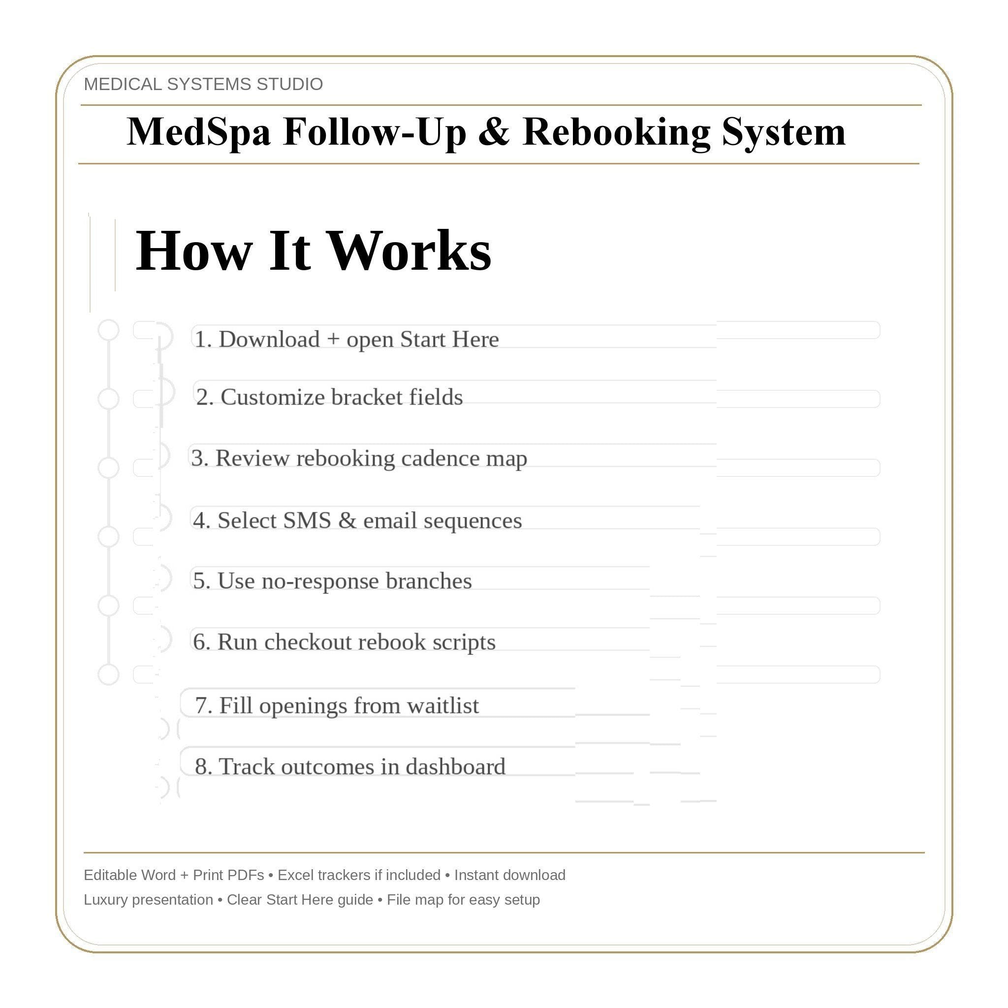 MedSpa Follow-Up and Rebooking Patient Retention System | SMS & Email Templates (Word/PDF/XLSX)