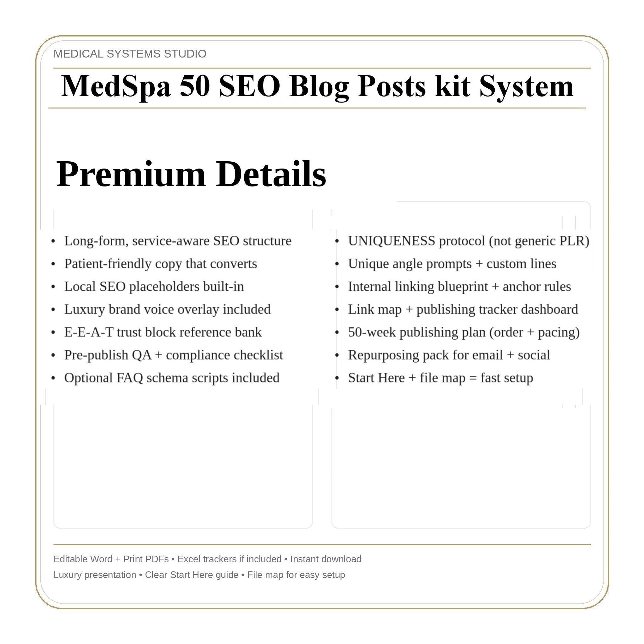 MedSpa SEO Blog Post Kit | 50+ Long Form Templates