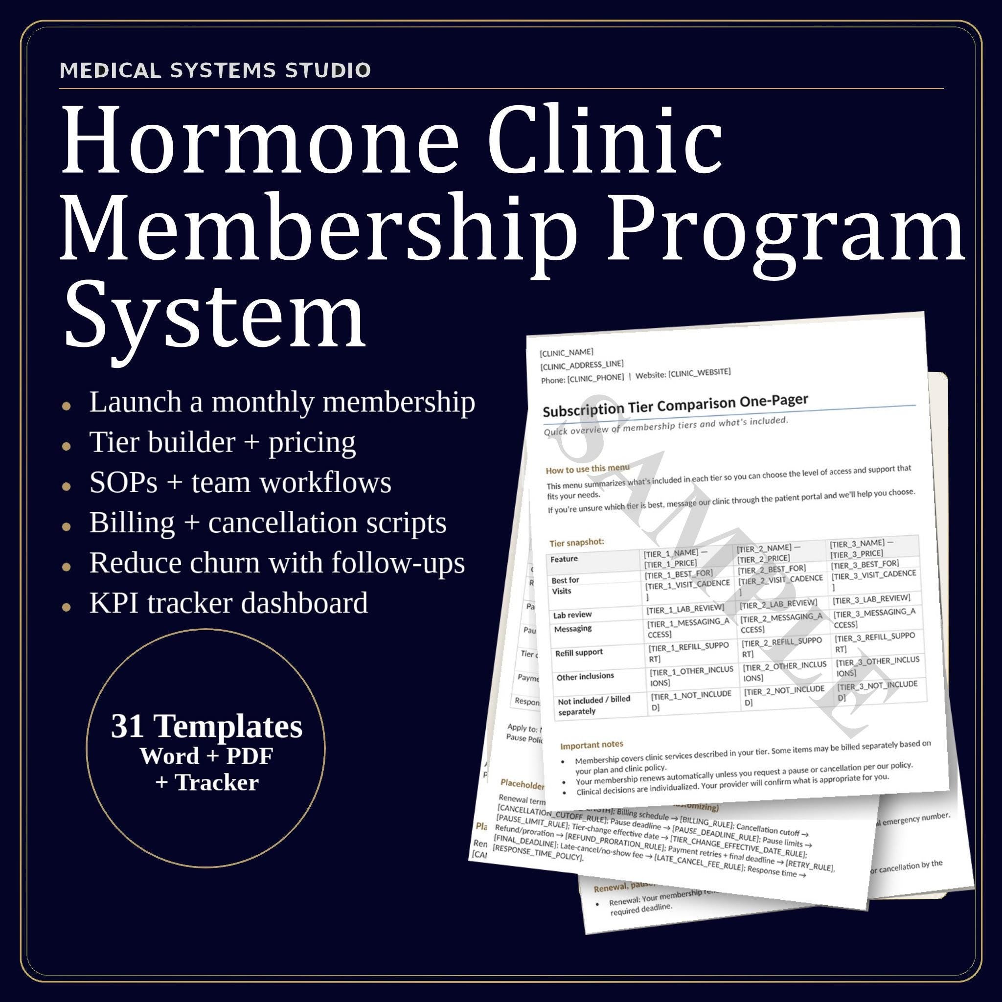 Hormone Clinic Membership Program System | TRT HRT BHRT Tier Builder (Digital Download)