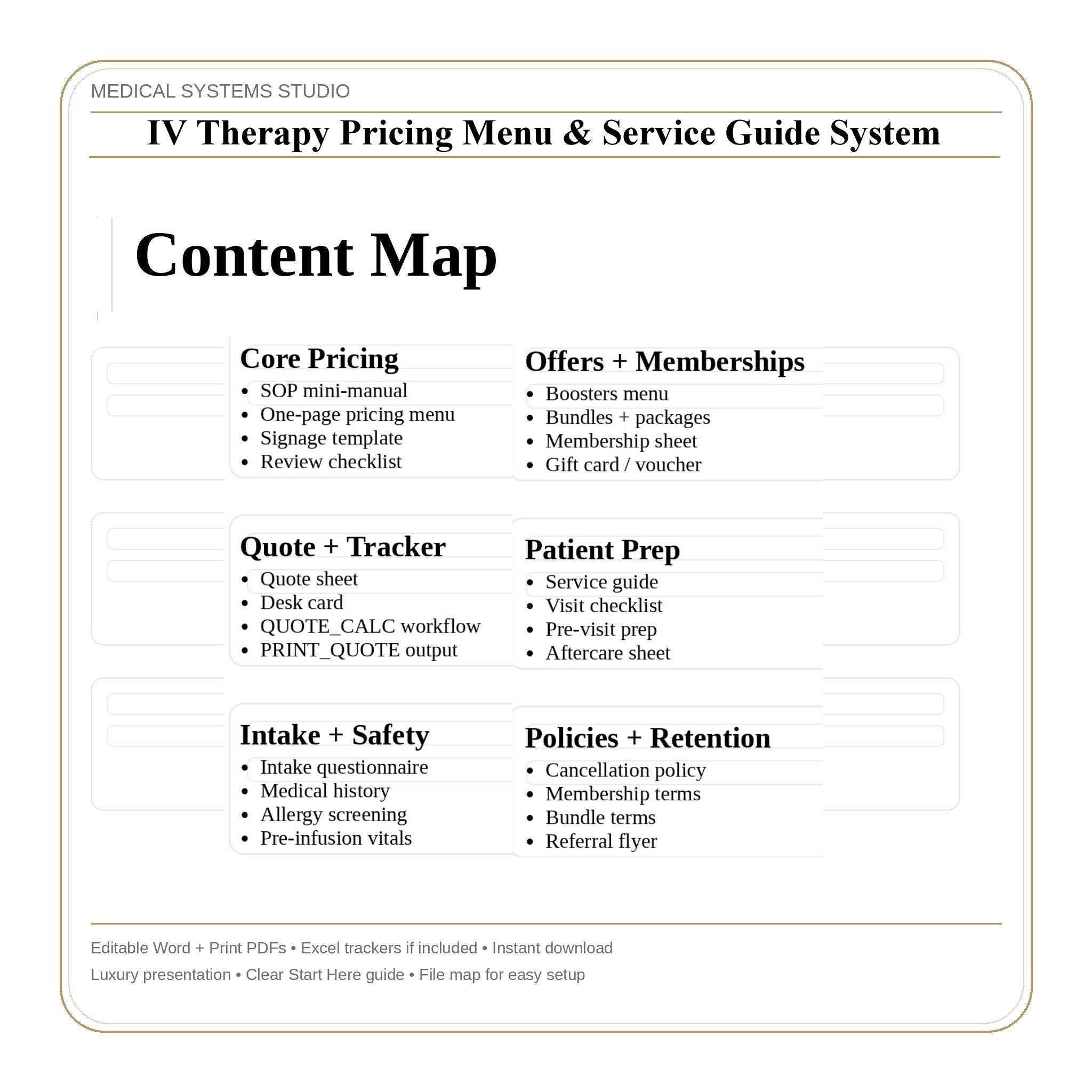 IV Therapy Pricing Menu & Service Guide System | Hydration Clinic Quote Calculator, Pricing (Digital Download)