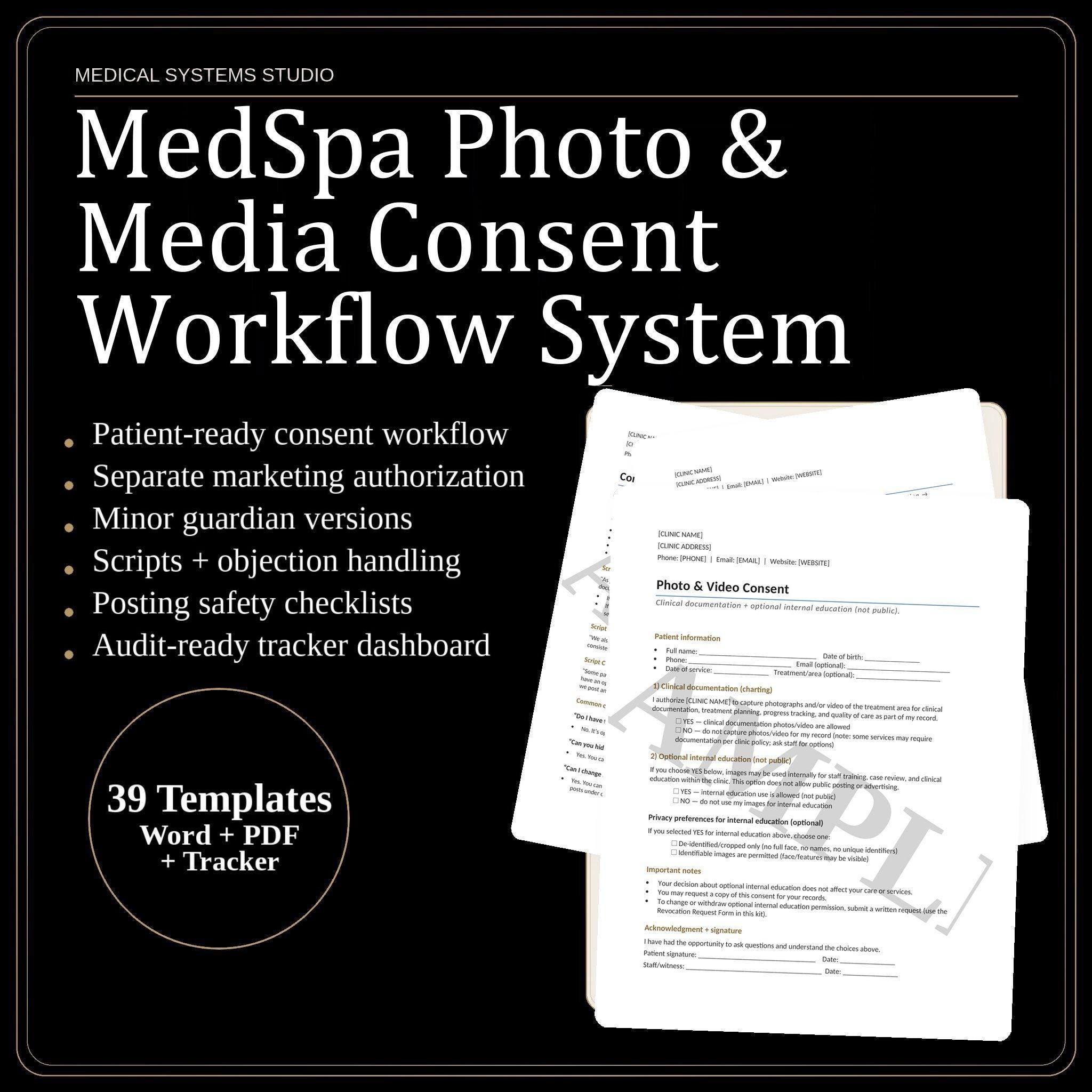 MedSpa Photo & Media Consent Form | Clinic Workflow System (Digital Download)