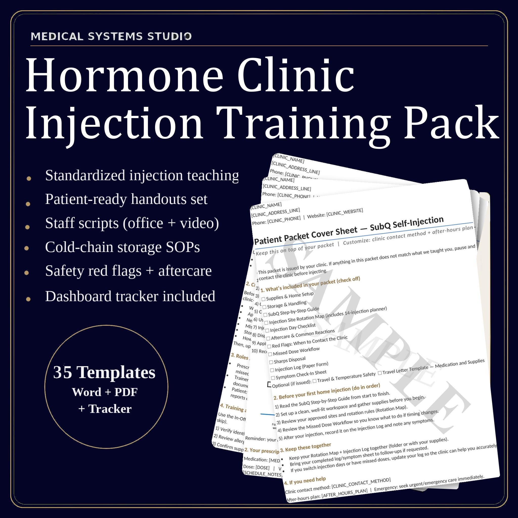 Hormone Clinic Injection Training Pack | TRT/HRT/BHRT | SOP, Competency, Storage/Supplies (Digital Download)
