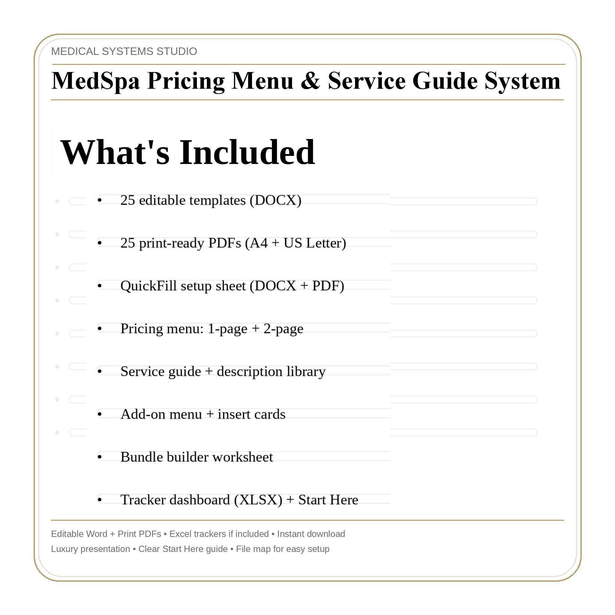 MedSpa Pricing Menu & Service Guide | Clinic Templates (Word, PDF, Excel)