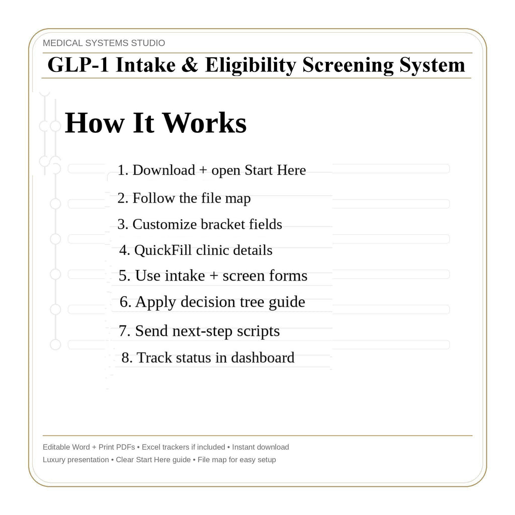 GLP-1 Intake Form | Medical Weight Loss Clinic Eligibility System (Digital Download)