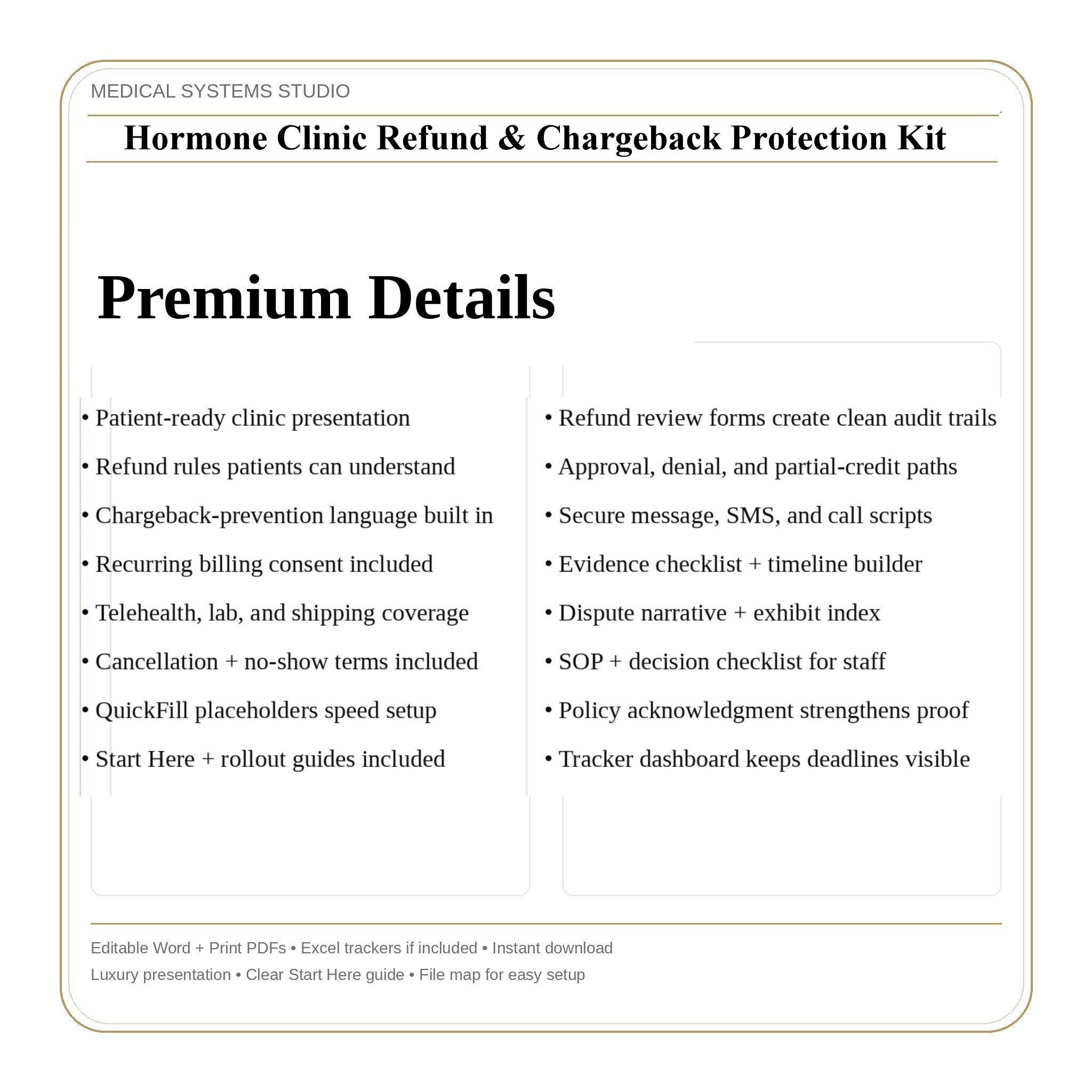 Hormone Clinic Refund & Chargeback Protection Kit | TRT HRT BHRT Policy, Scripts, Billing (Digital Download)