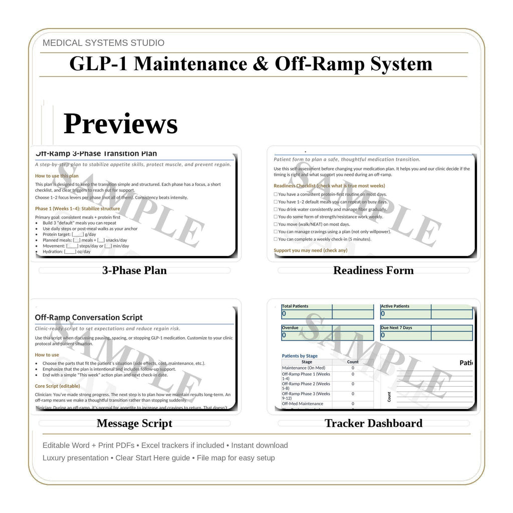 GLP-1 Maintenance & Off-Ramp System Kit | Transition Plan, Relapse Prevention, Refill Boundaries, Tracker (Digital Download)